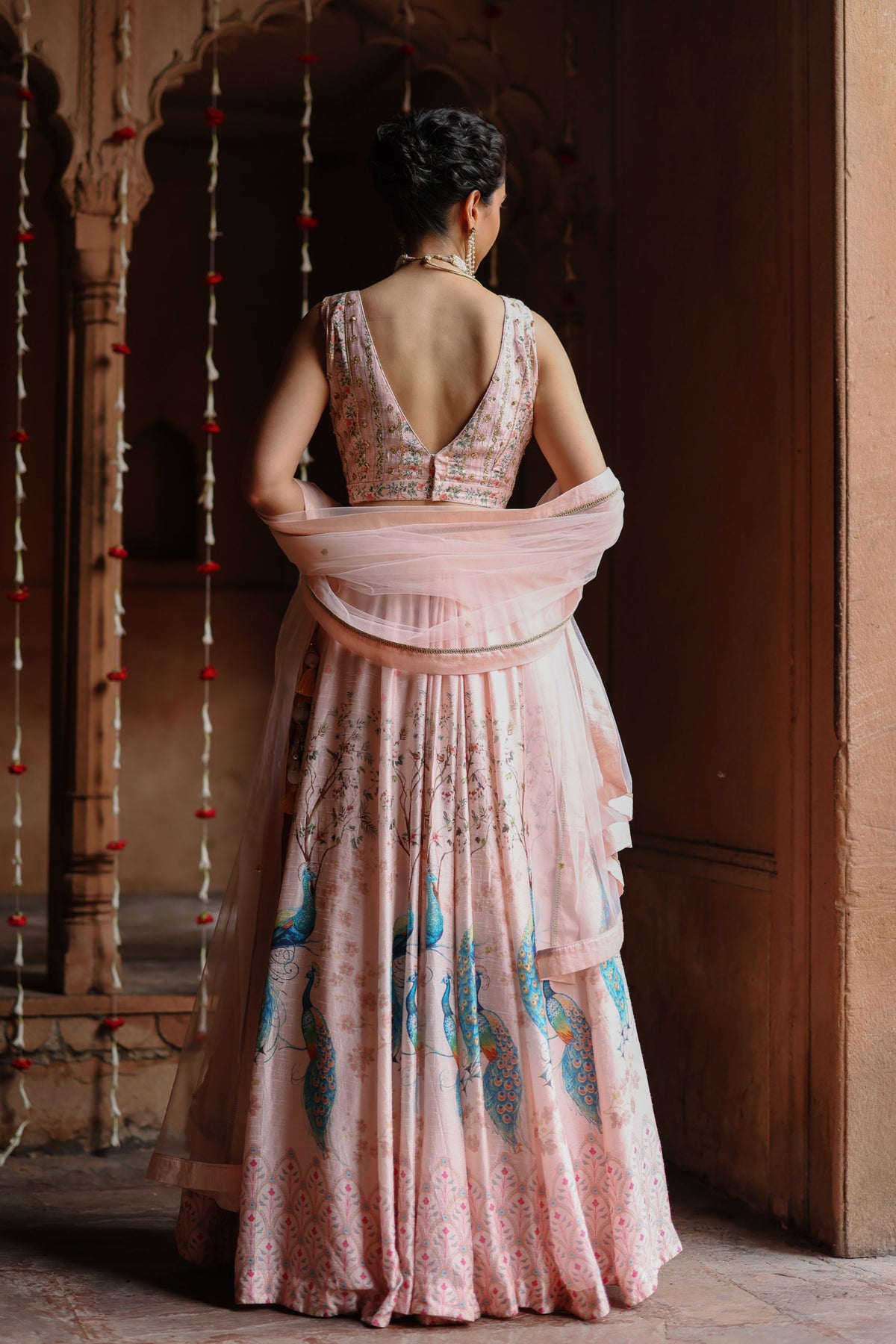 Pink Embroidered Lehenga Set