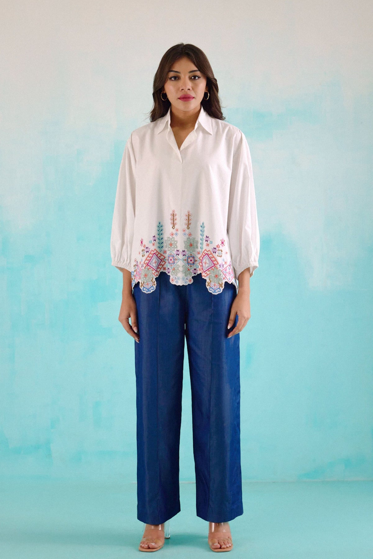 White Idealist Embroidered Oversized Shirt