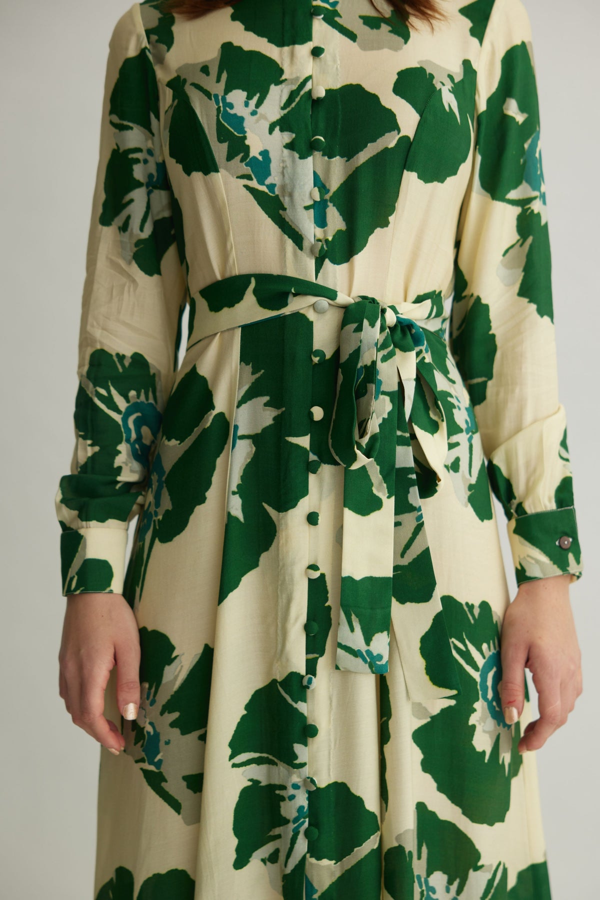 Green Floral Shirt Dress