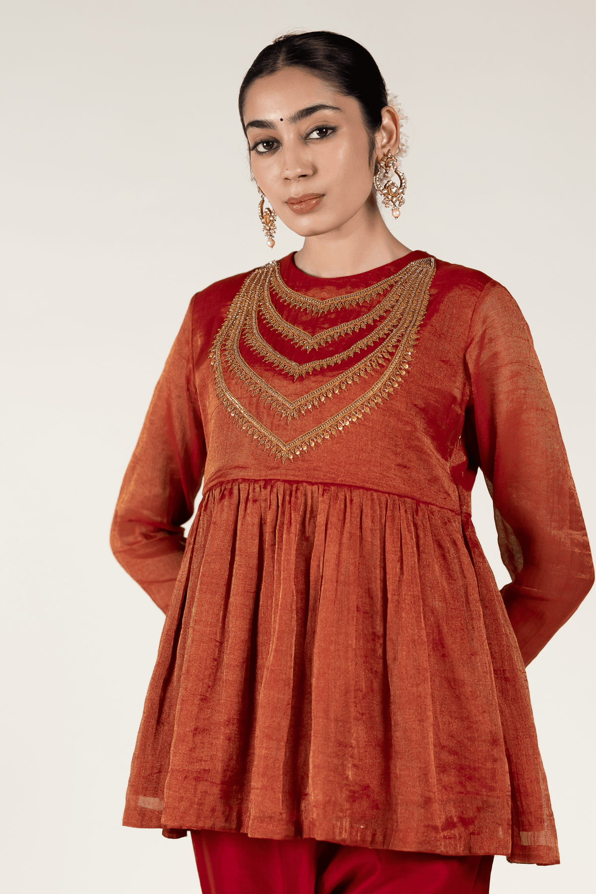 Indian Red Ranihaar Tunic Set