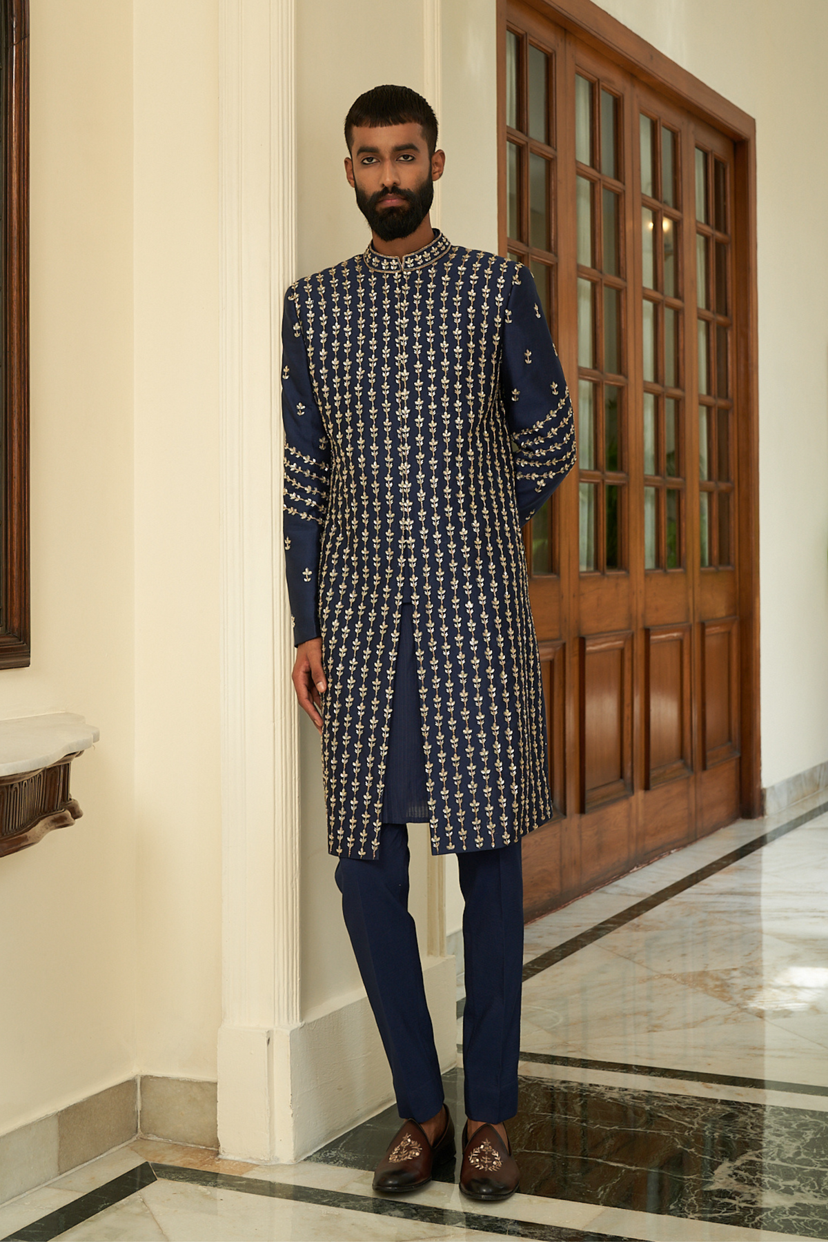 Insignia Blue Sherwani Set