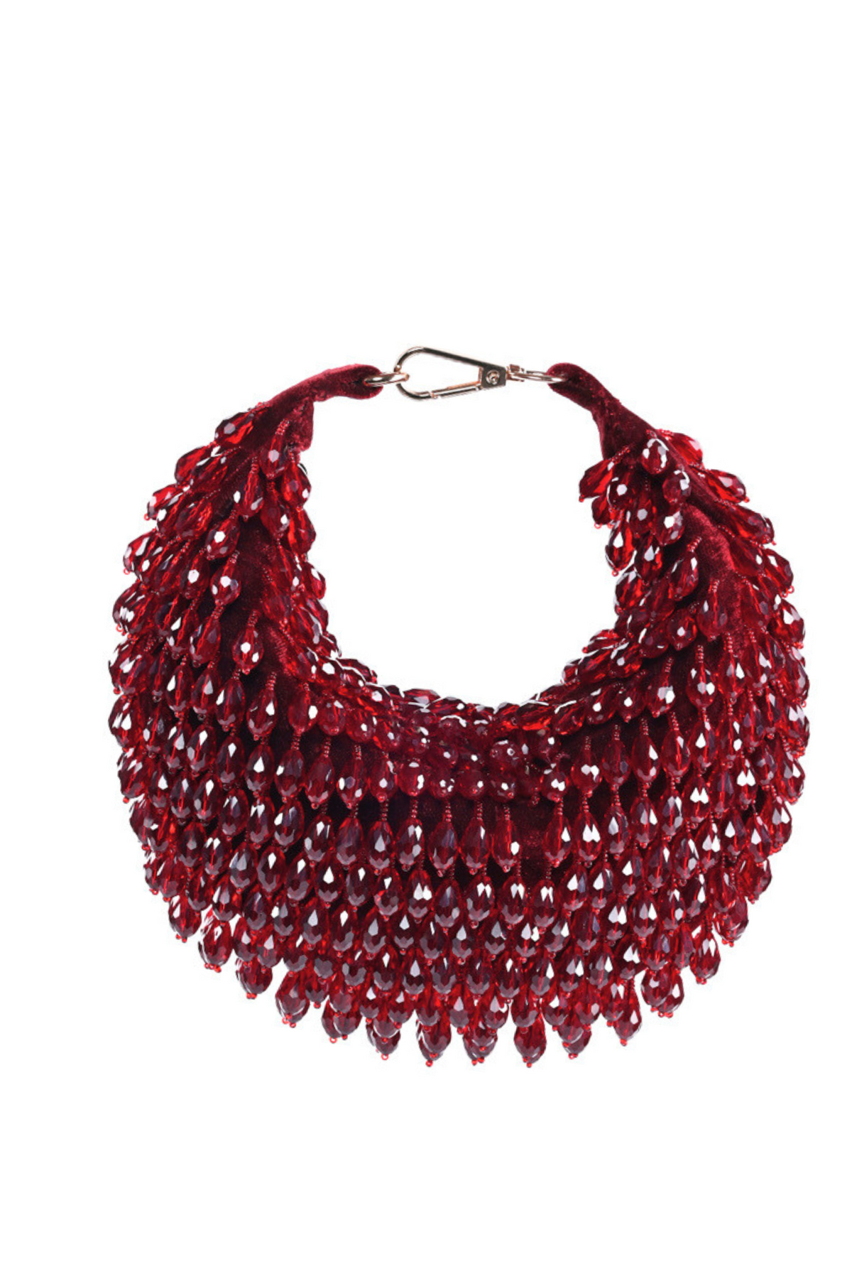 Ophelia Maroon Embellished Hobo Bag