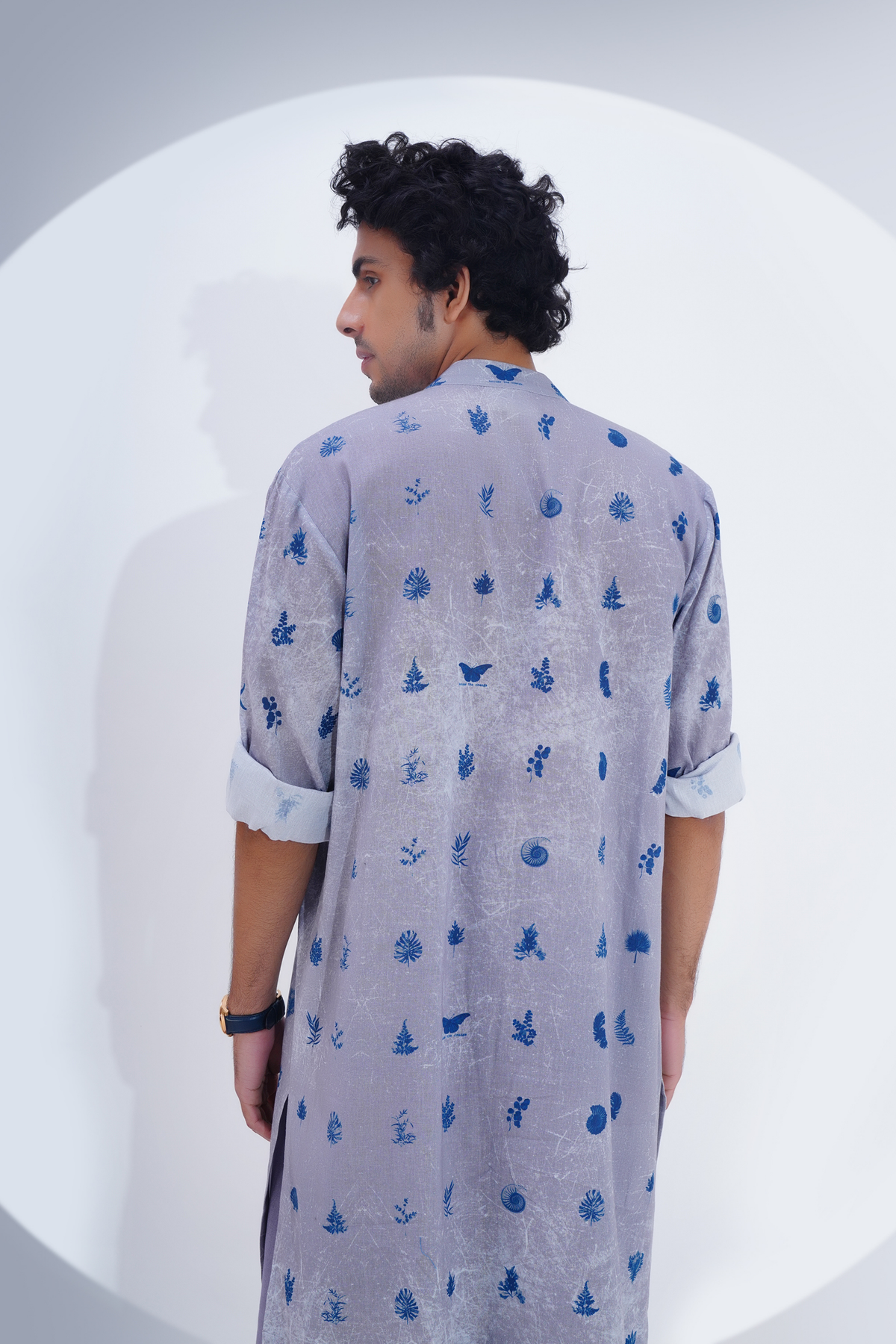 Grey Printed Long Kurta Set