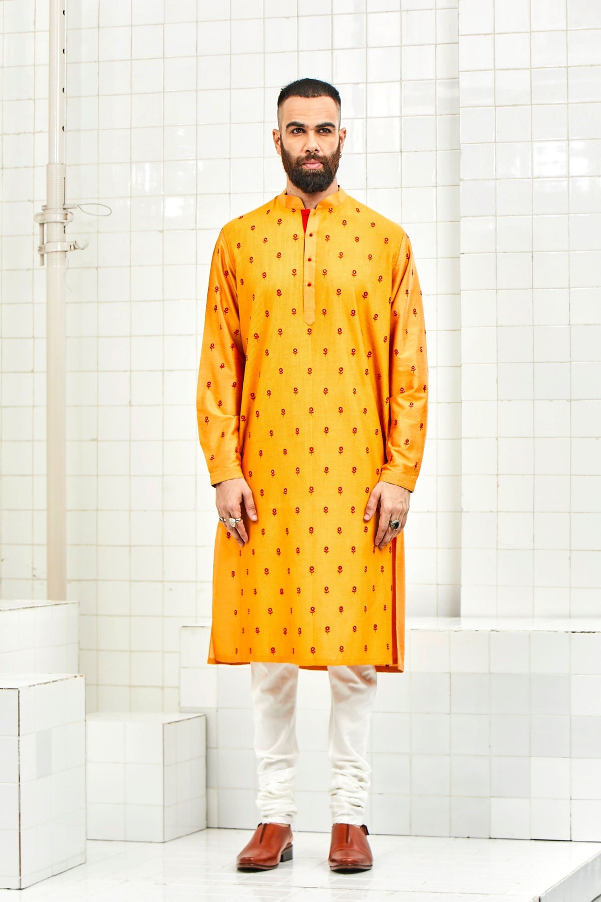 Yellow Kalwara Embroidered Kurta Set