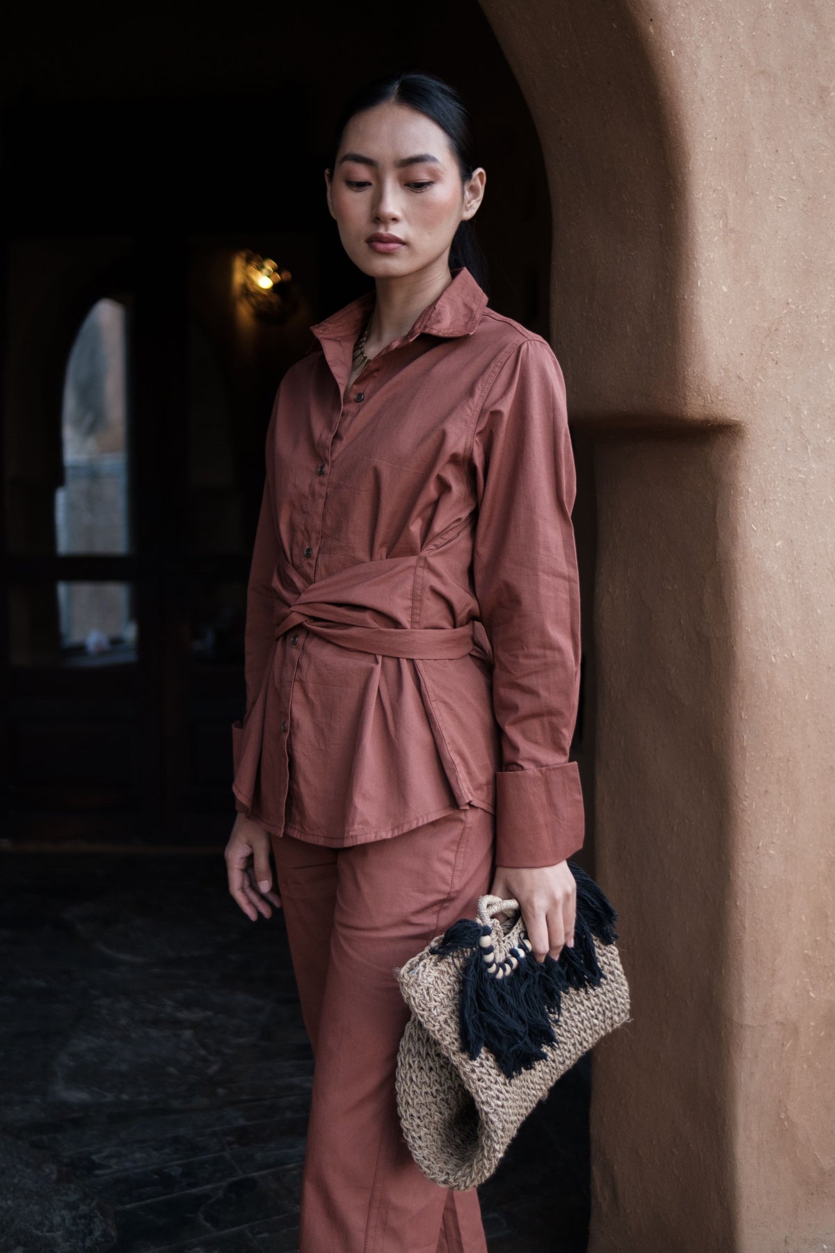 Copper Nara Front Knot Shirt