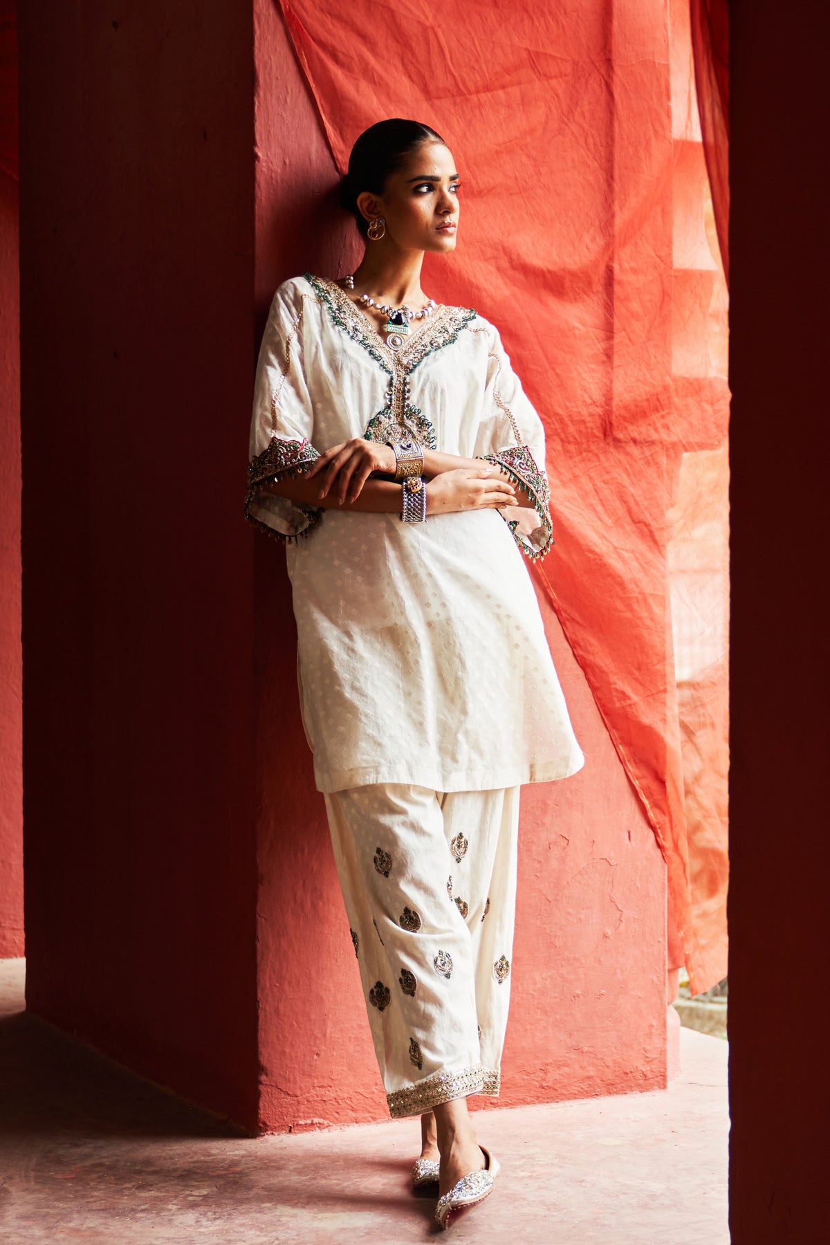 Ivory Embroidered Kurta Set