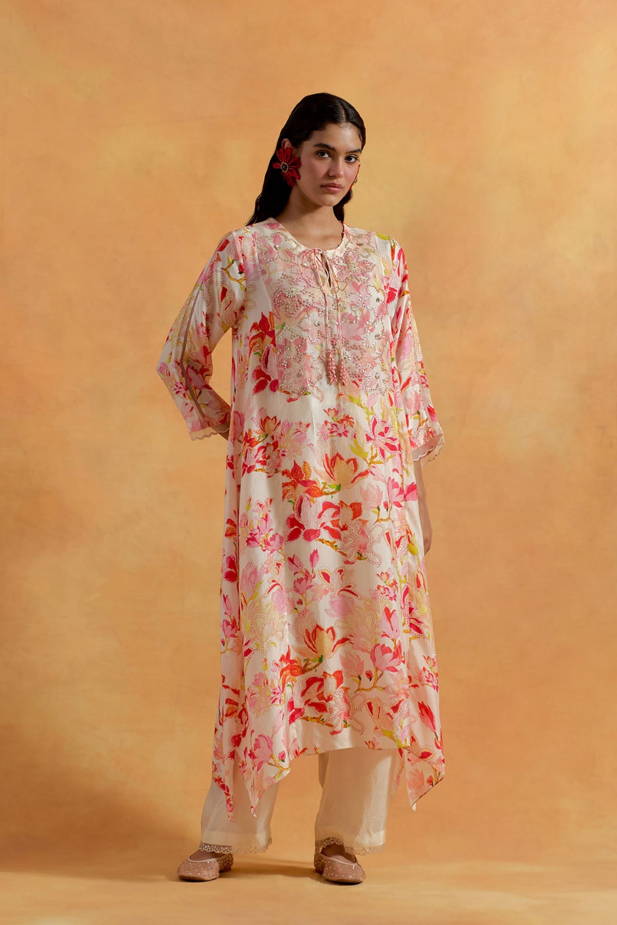 Ecru Printed Kurta Set