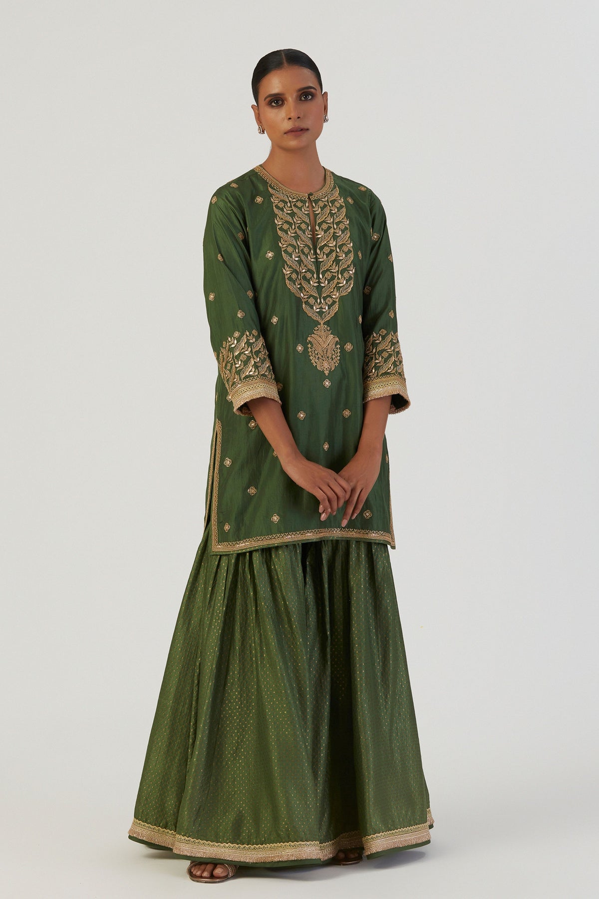 Urmi Green Kurta and Sharara