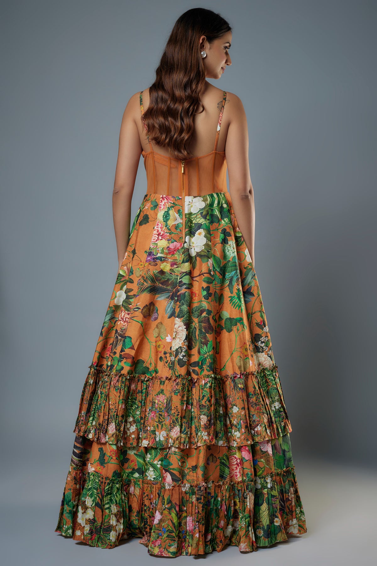 Rust Botanical Printed Gown