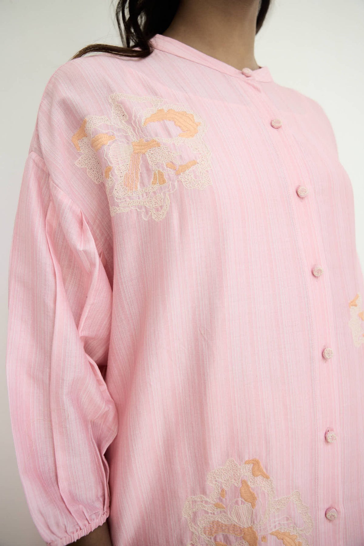 Embroidered Pink Chanderi Tunic