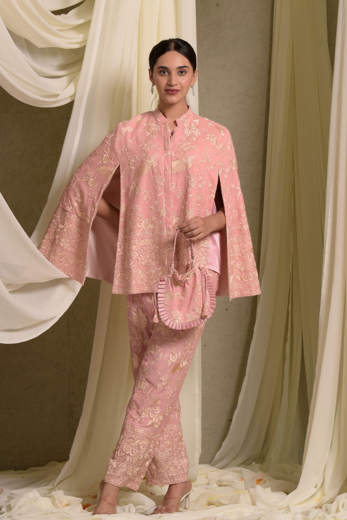 Blush Pink Reyna Gara Glazed Jacket Set