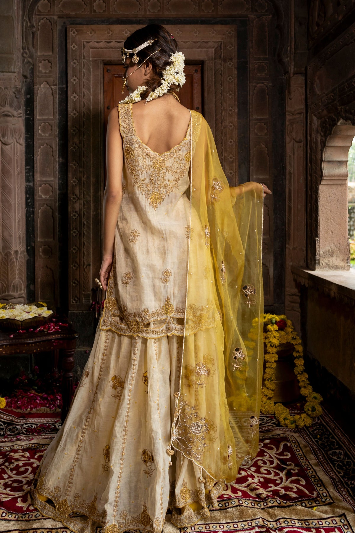 Sharara Set in Yellow Beige