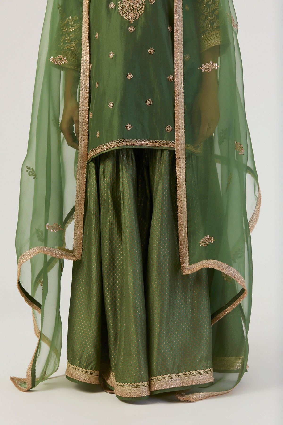 Urmi Green Kurta and Sharara