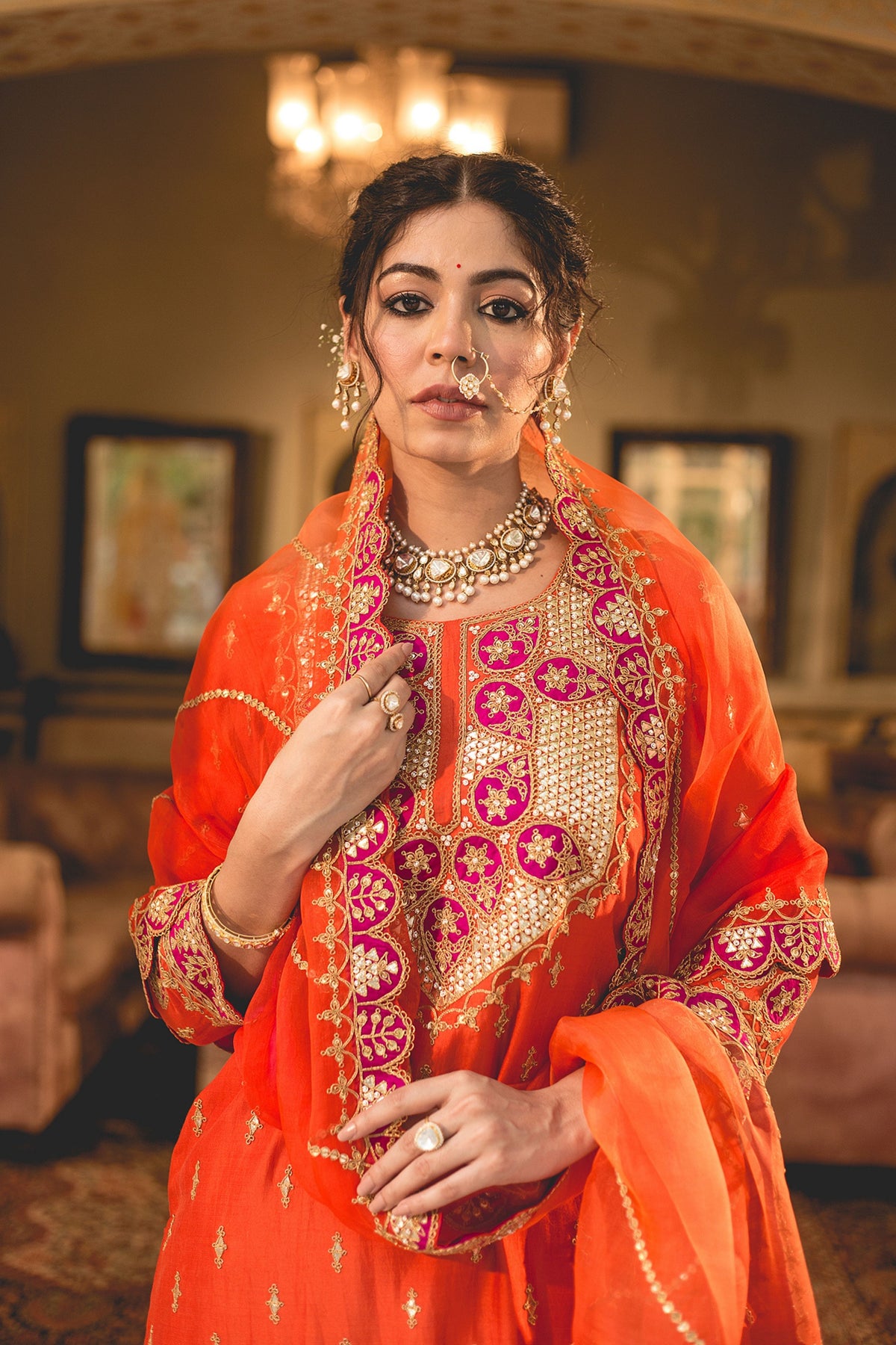 Orange Sharara Set