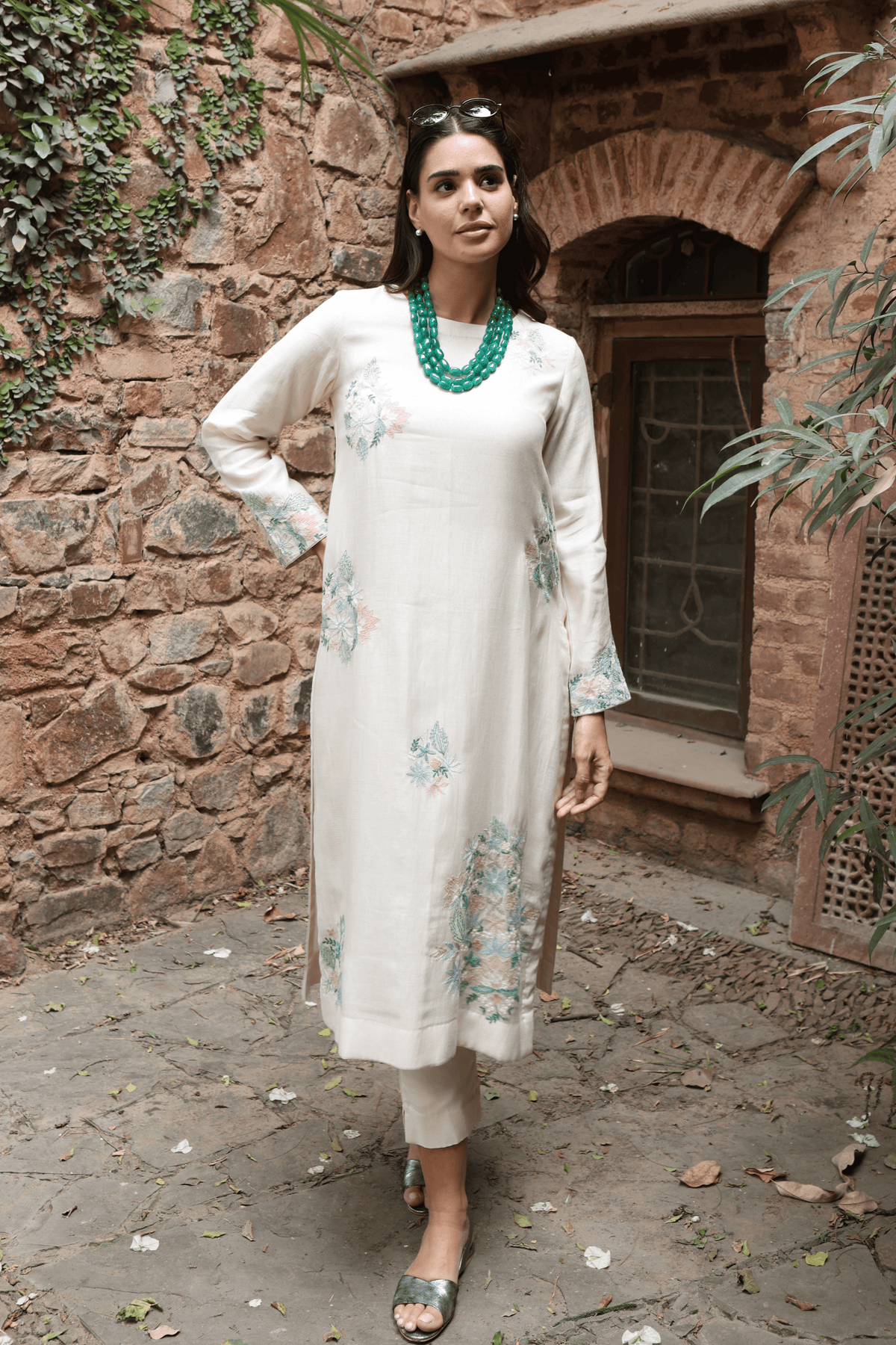 Ivory Silk Cotton Kurta And Pant