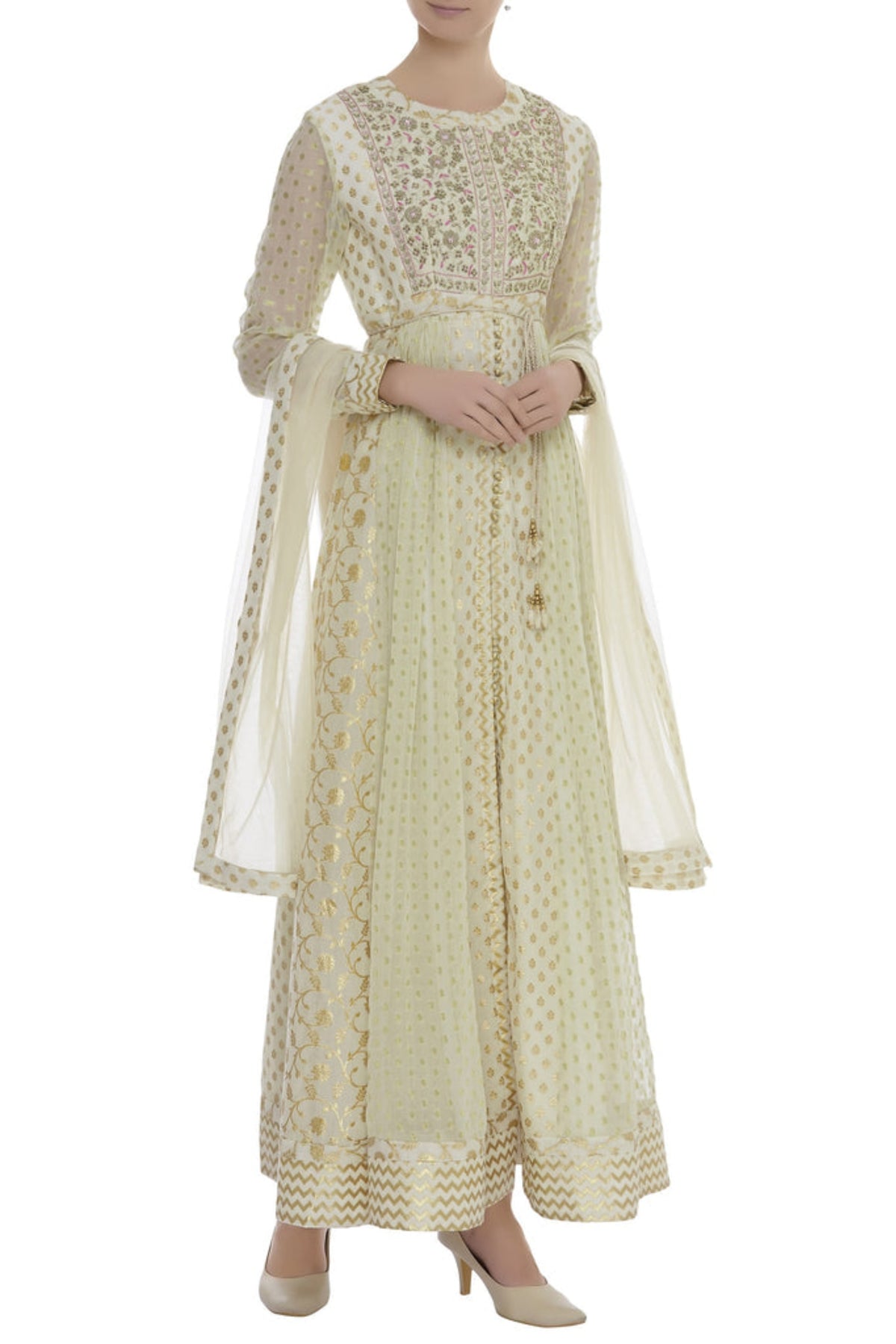 Ivory anarkali set