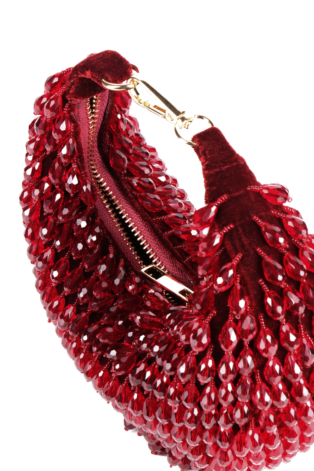 Ophelia Maroon Embellished Hobo Bag