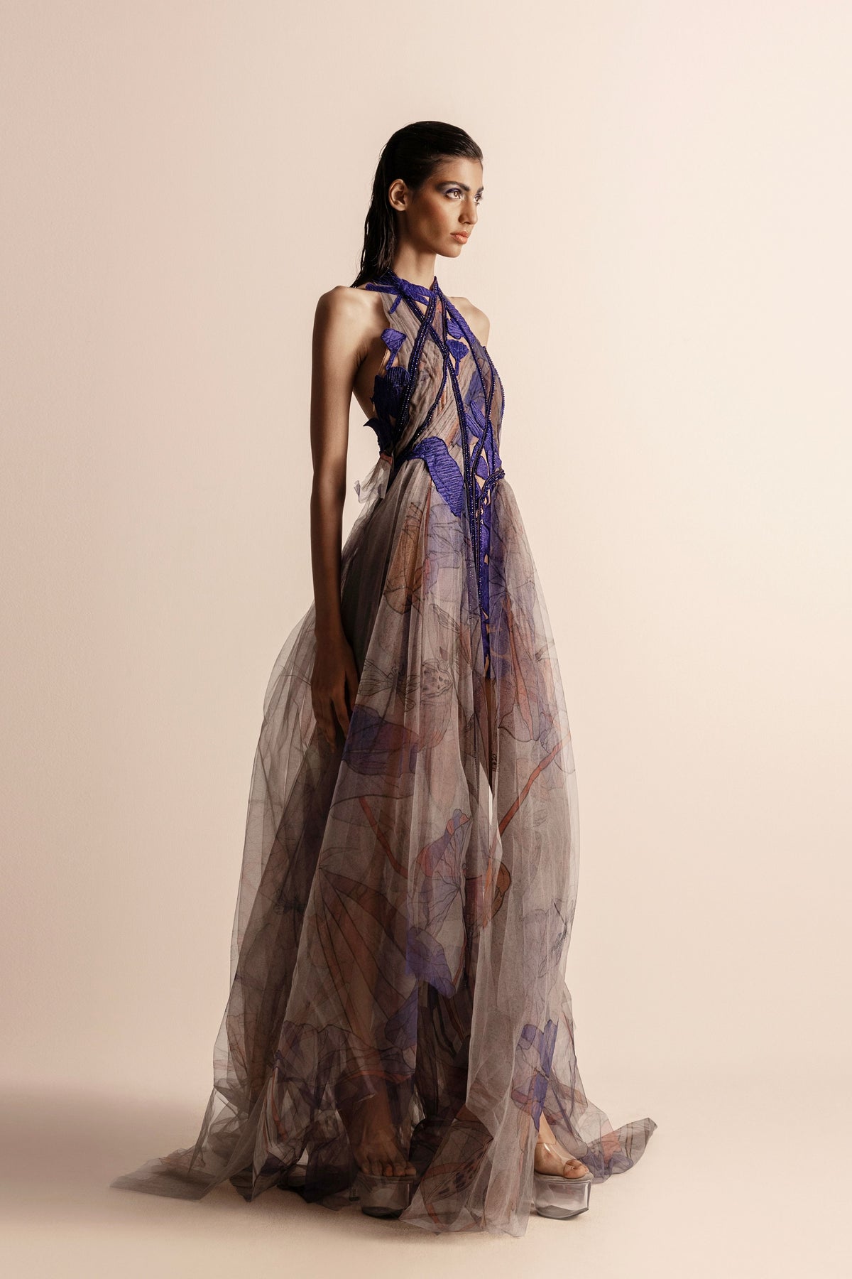 Nadru Printed Draped Dress