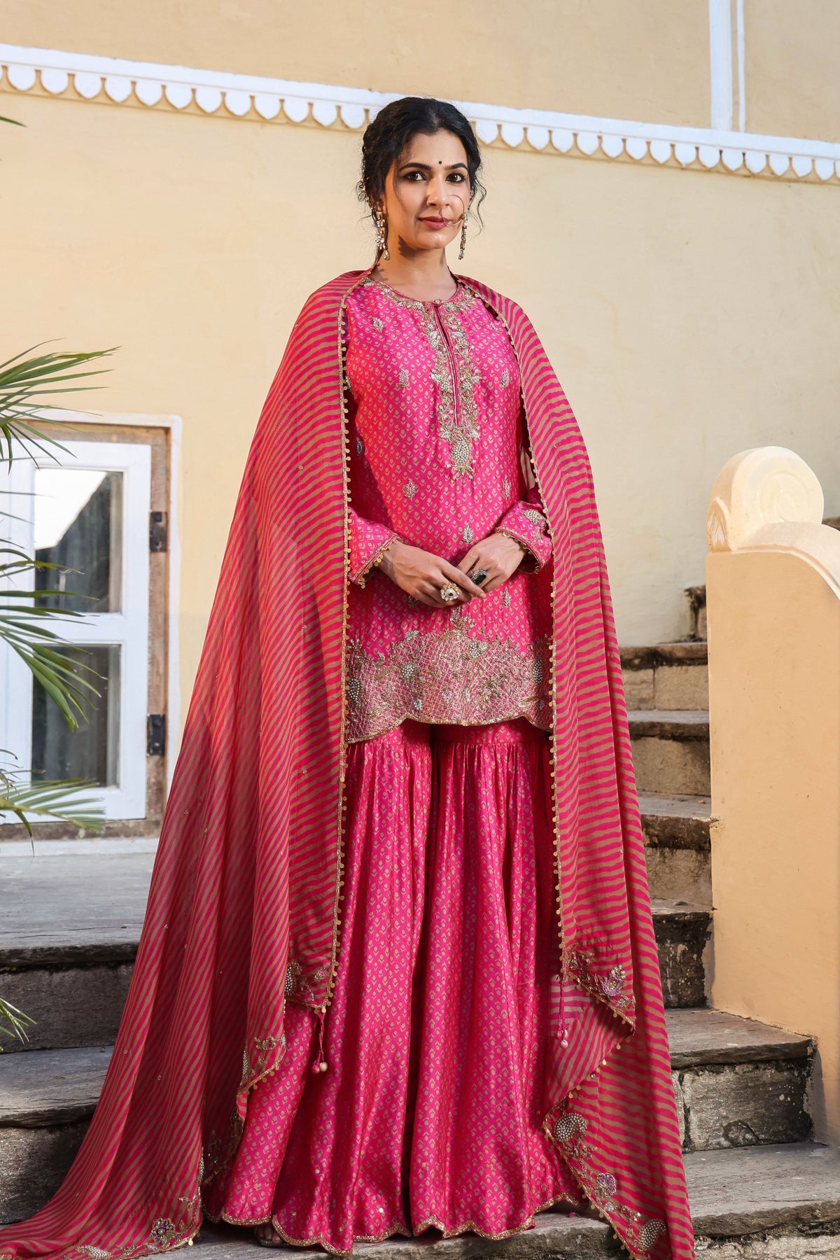 Riwayat Printed Pink Sharara Set