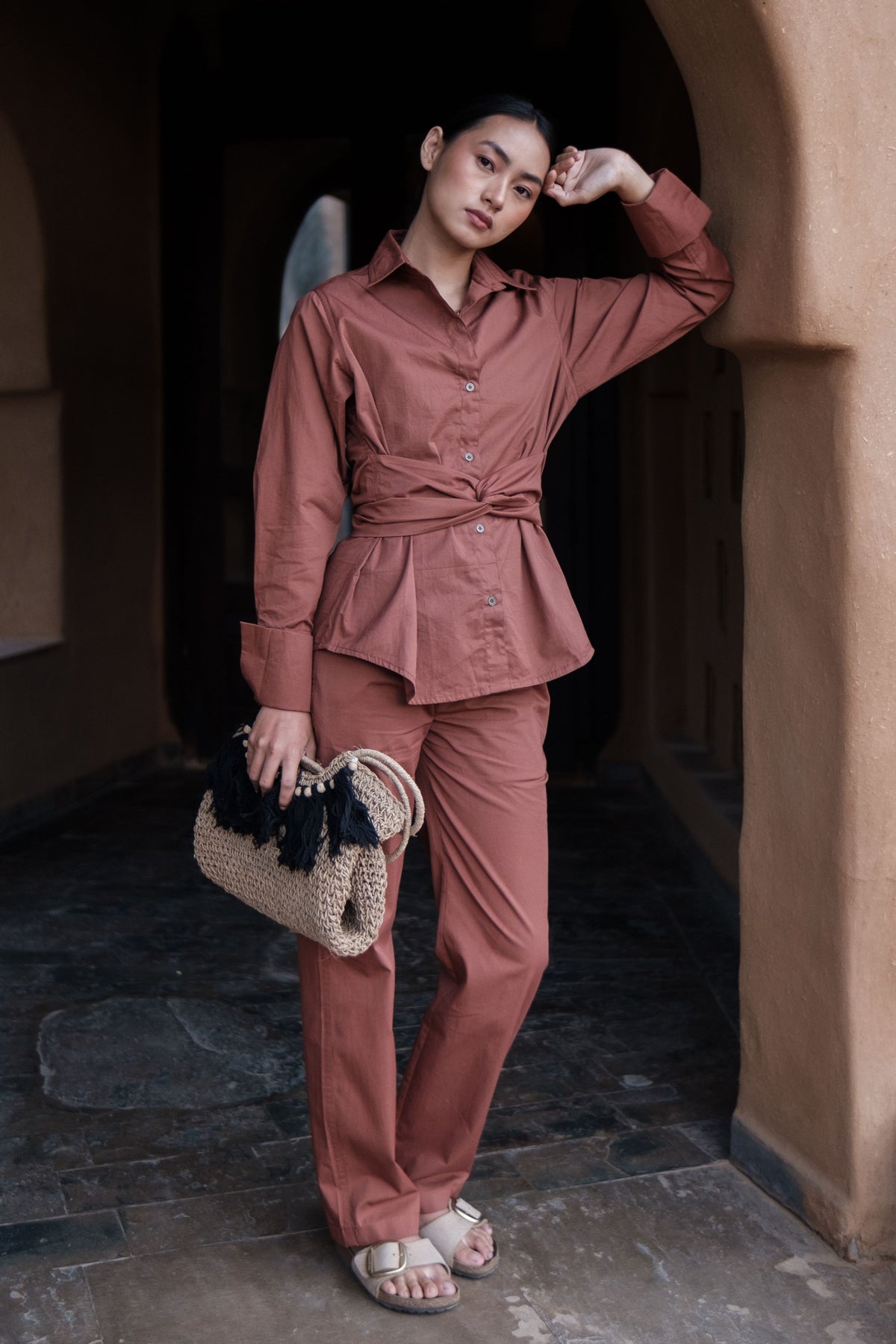 Copper Nara Front Knot Shirt