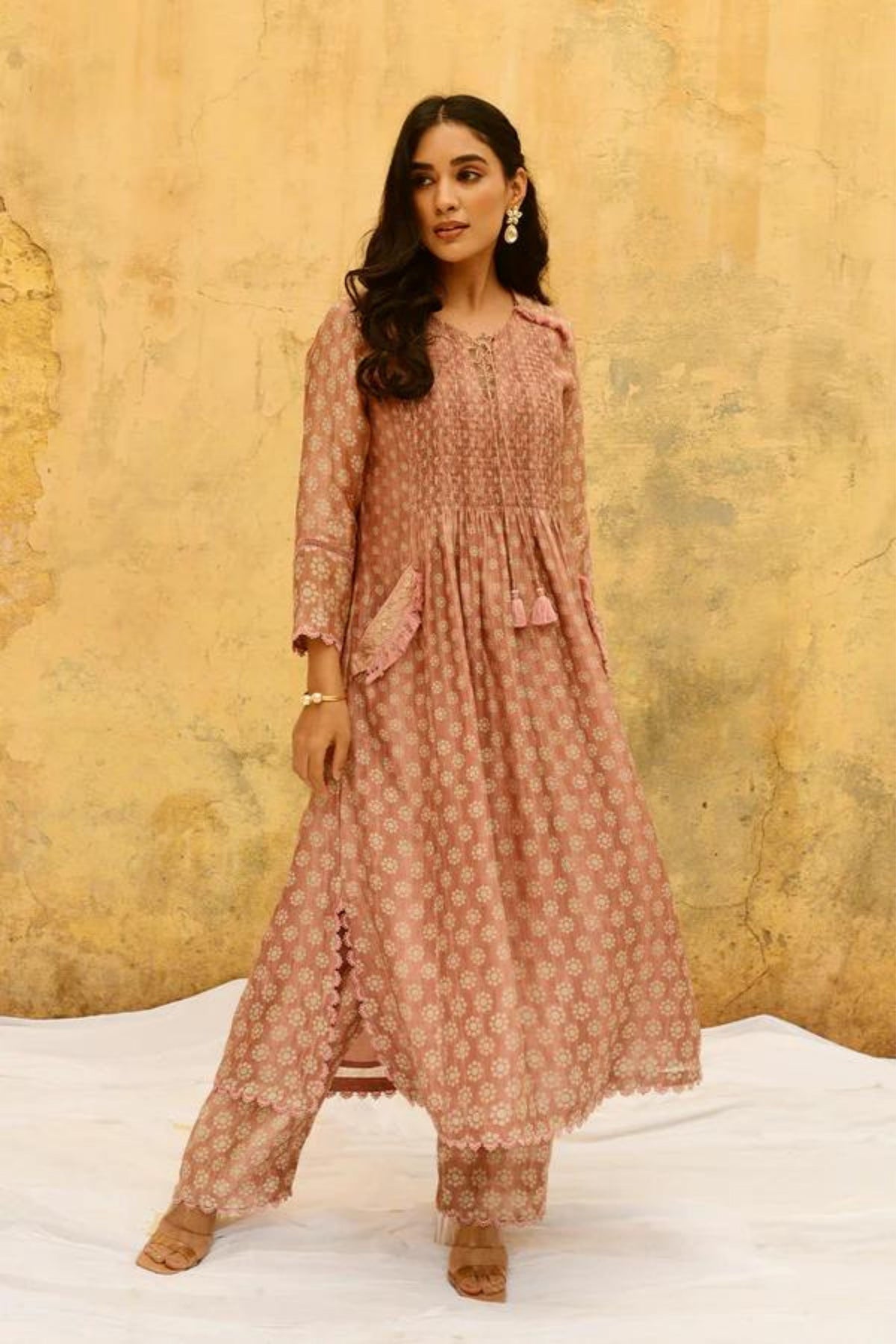 Pink Cascade Pocket Kurta Set