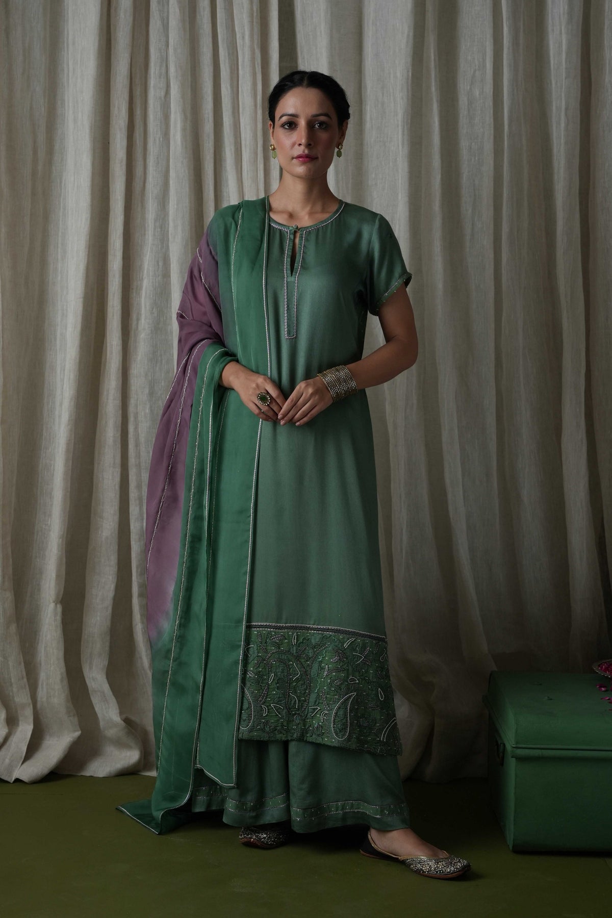 Peacock Green Kurta Set