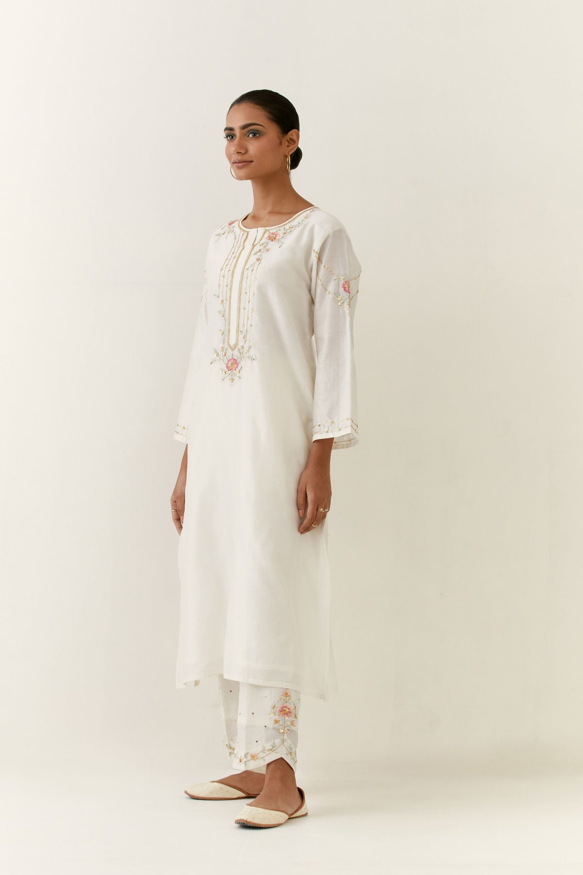 Off White Placket Kurta