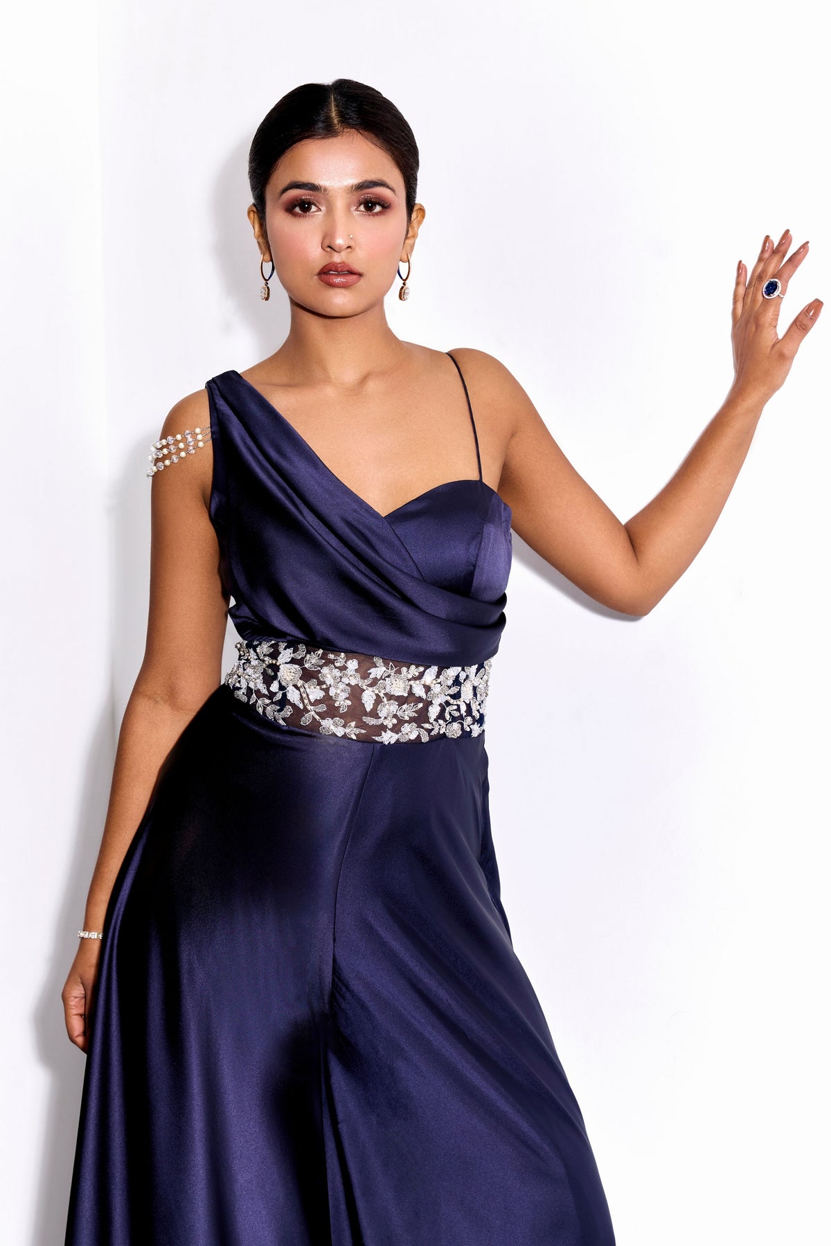 Midnight Blue Drape Jumpsuit