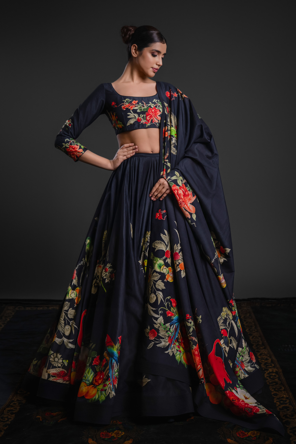 Black Lehenga Set With Embroidery