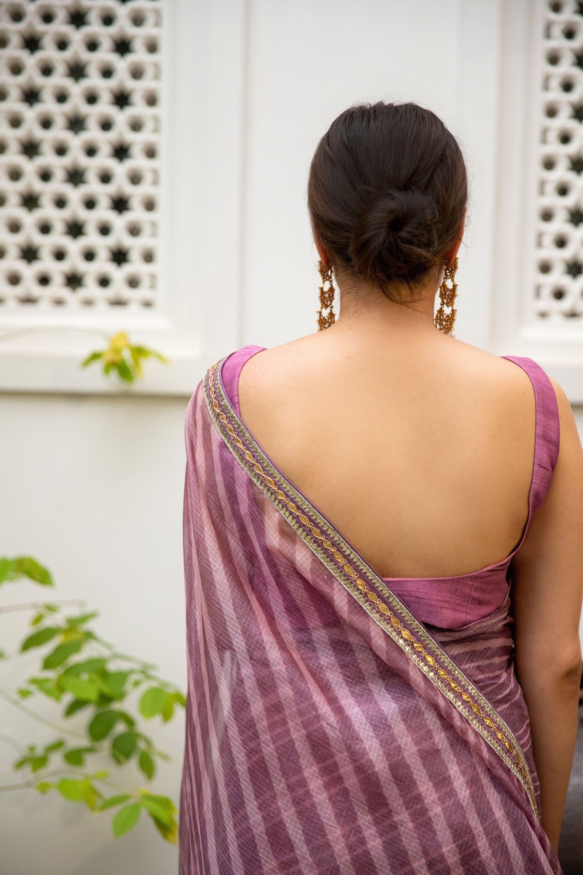 Lilac Lahariya Saree Set