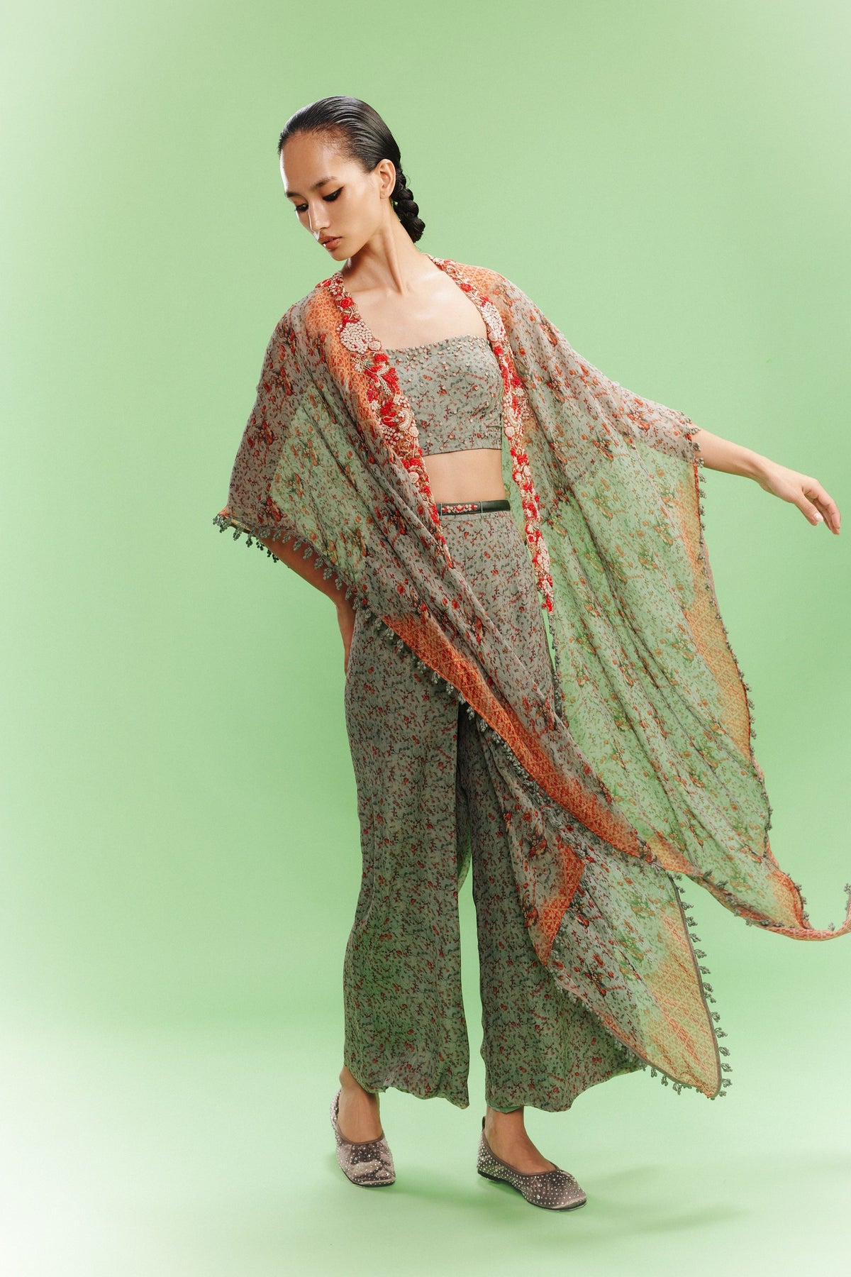 Jazz Vintage Green Cape Set