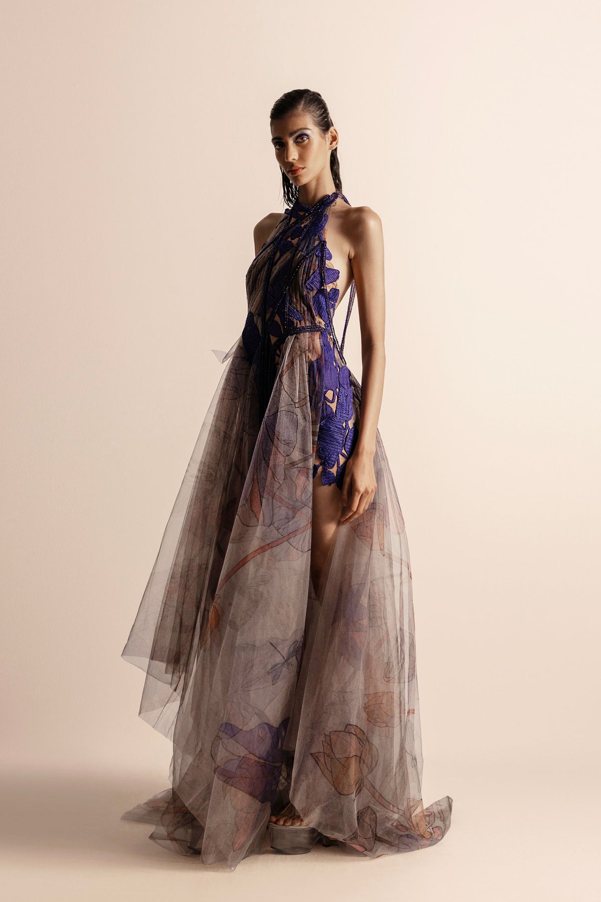 Nadru Printed Draped Dress