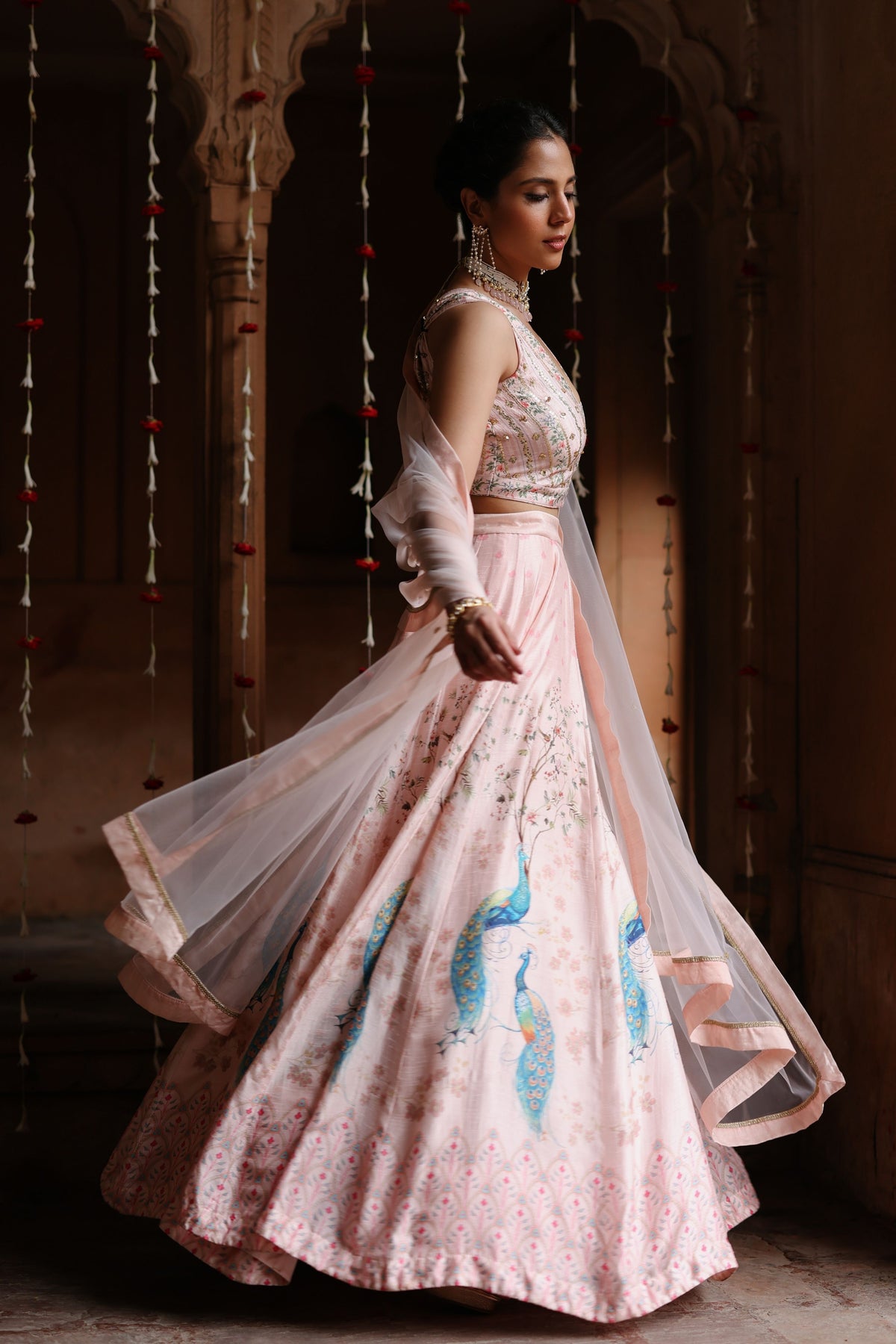 Pink Embroidered Lehenga Set