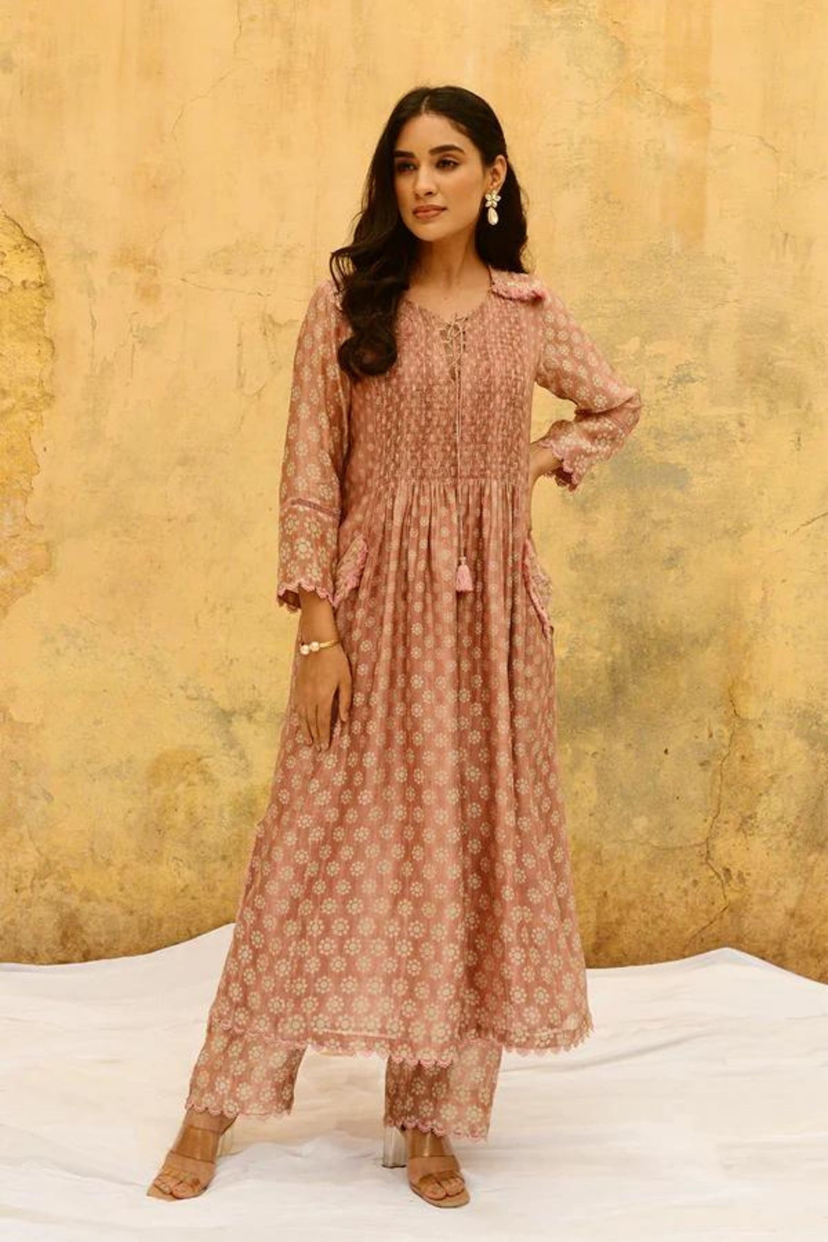 Pink Cascade Pocket Kurta Set