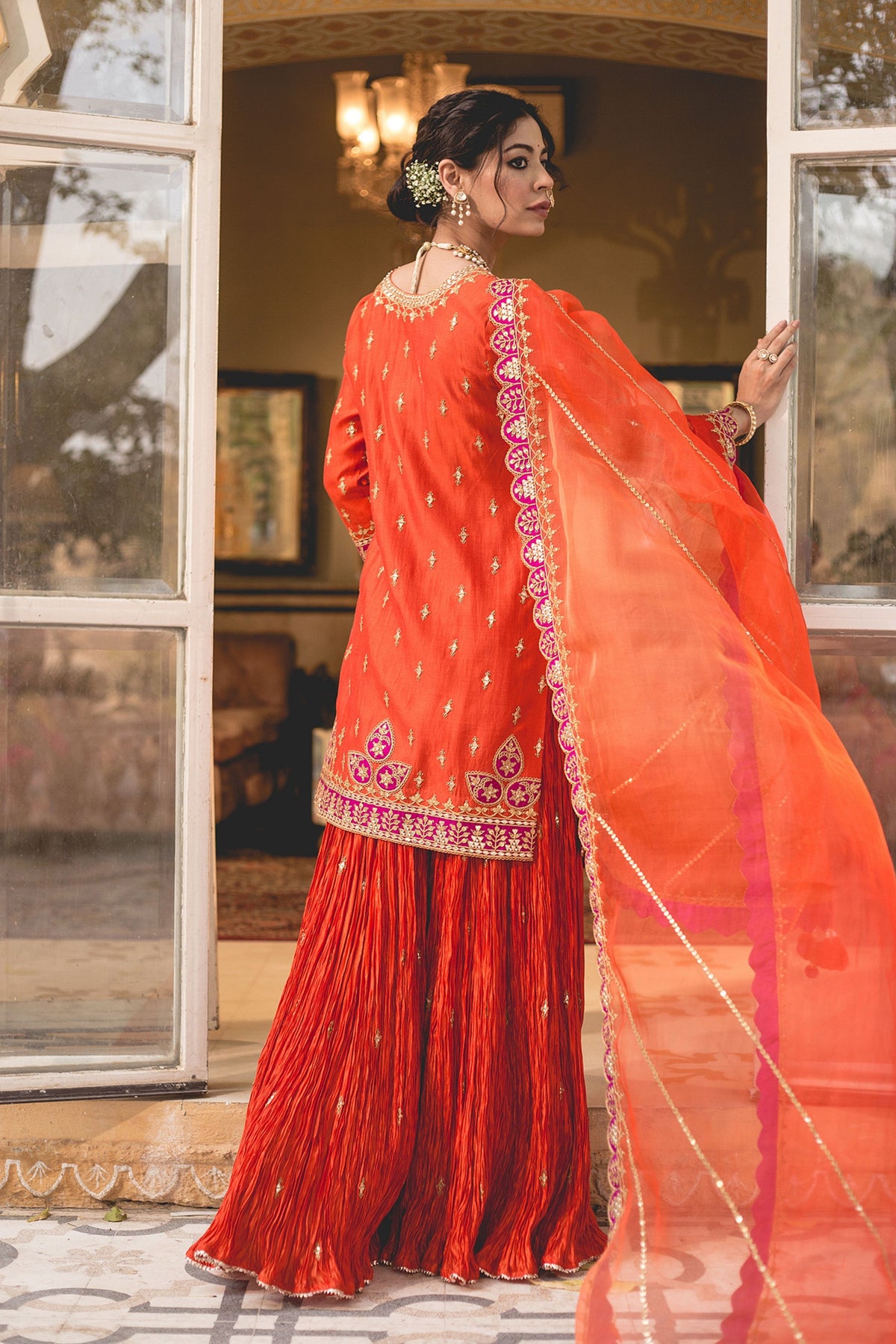 Orange Sharara Set