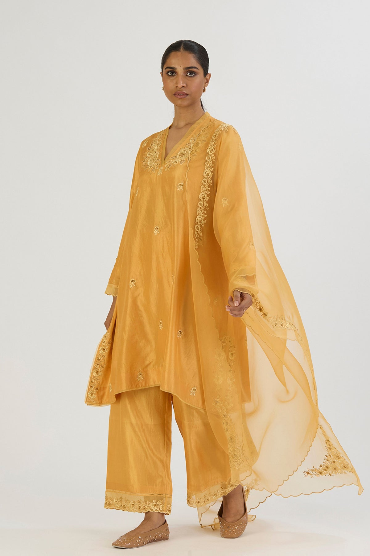 Yellow Ferah Kurta and Pant