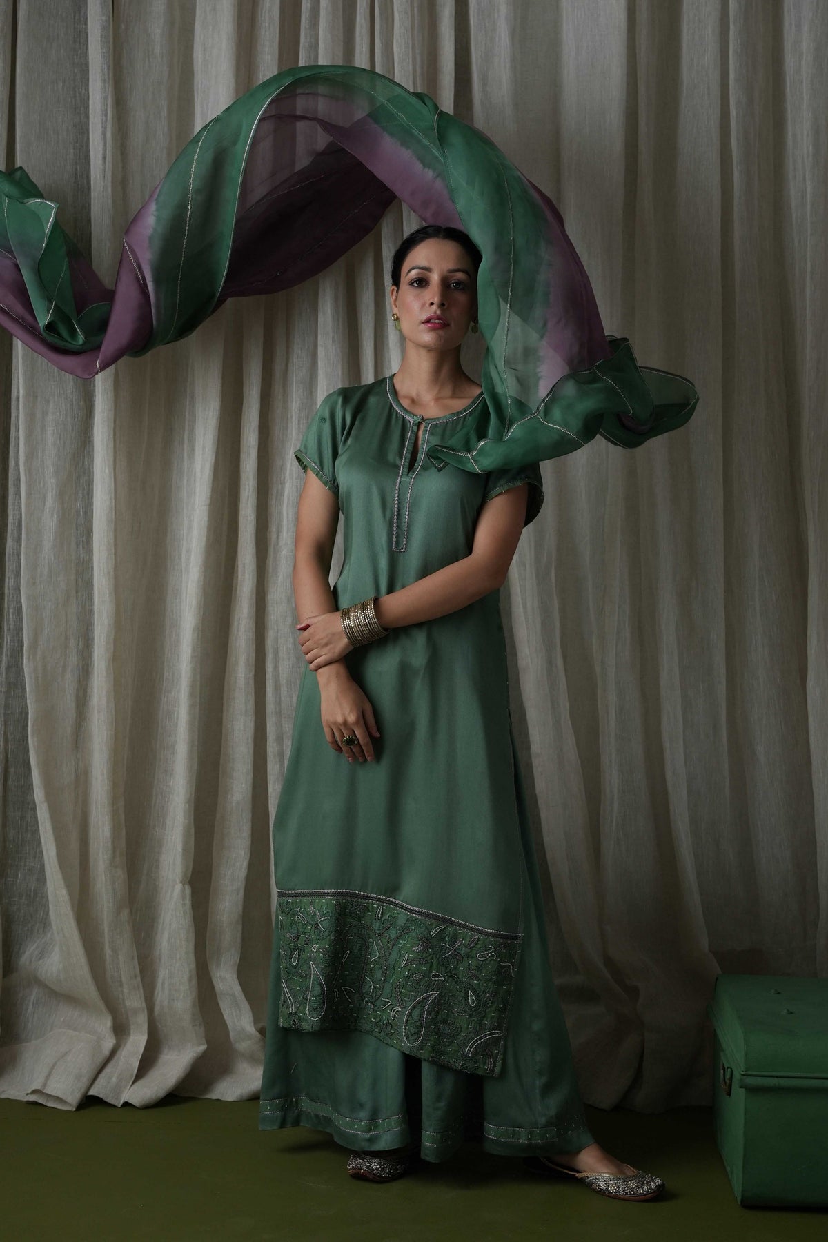 Peacock Green Kurta Set