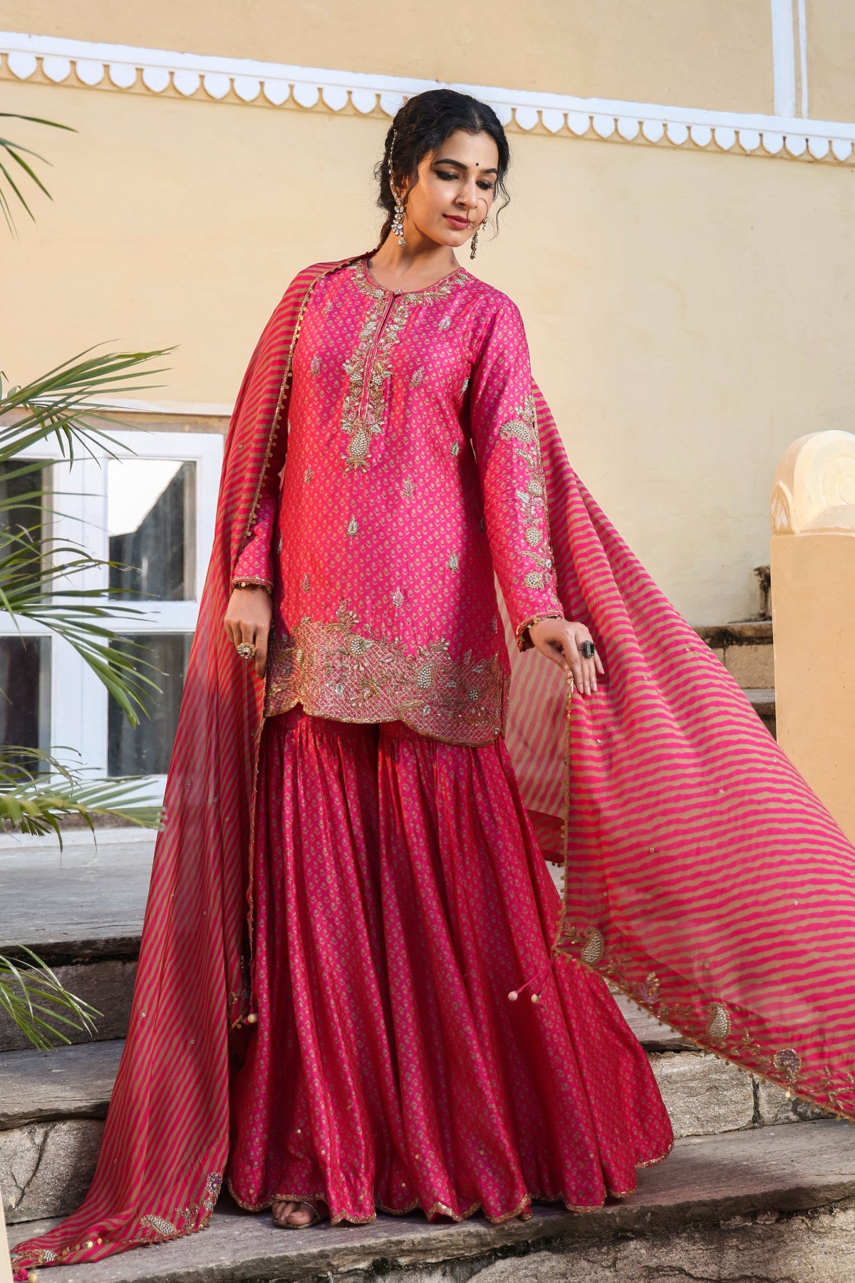 Riwayat Printed Pink Sharara Set