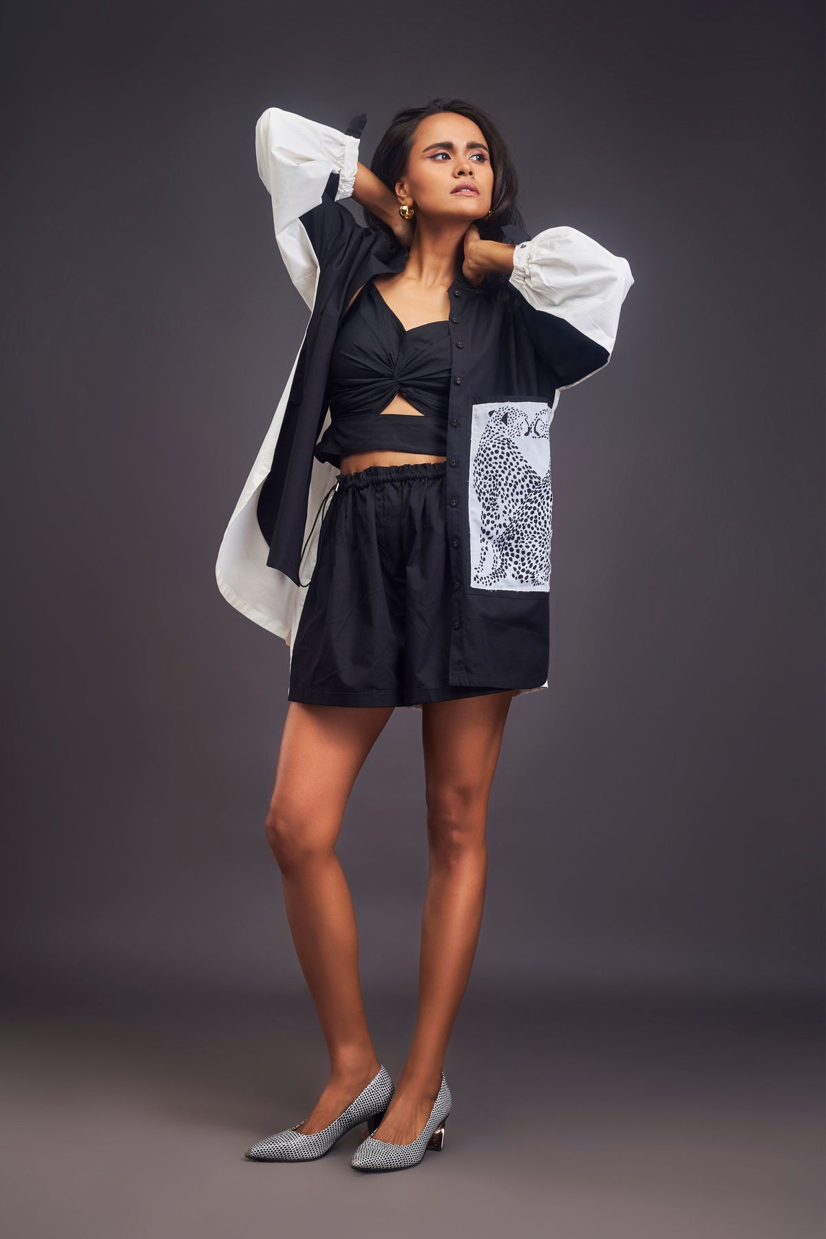 Black and White Oversized Co-ord Set