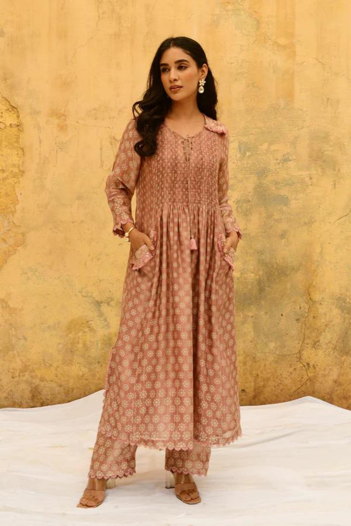 Pink Cascade Pocket Kurta Set