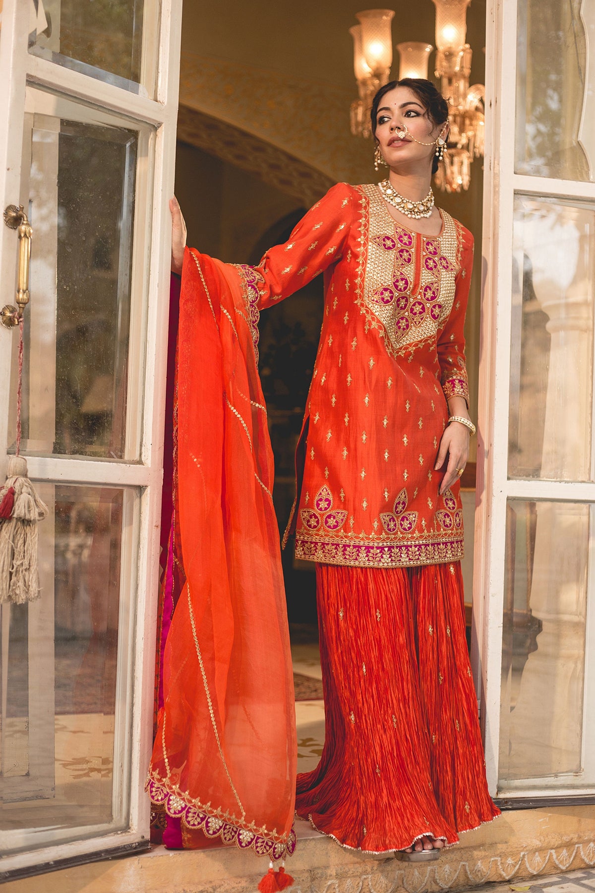 Orange Sharara Set