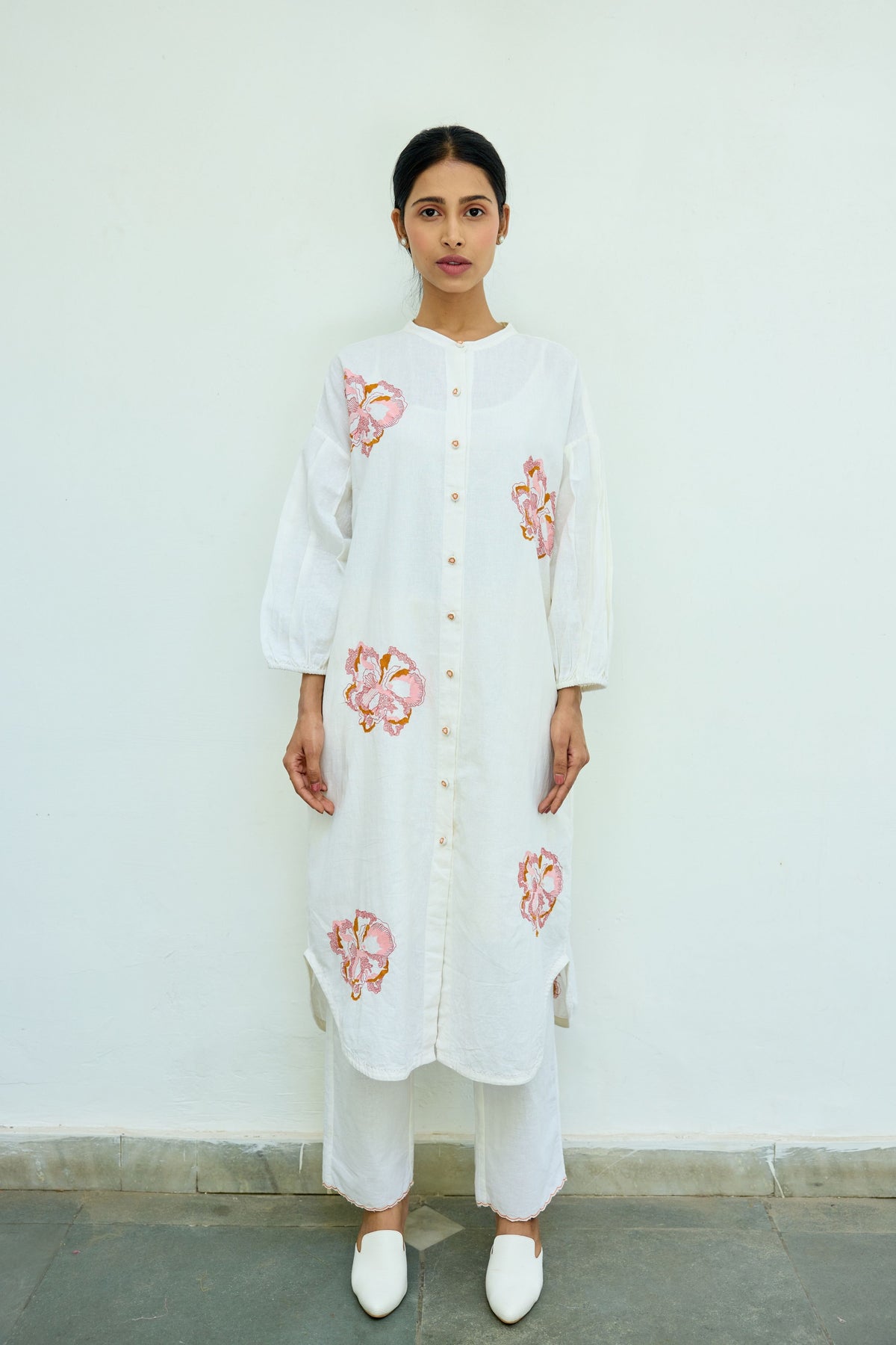 Embroidered White Cotton Tunic