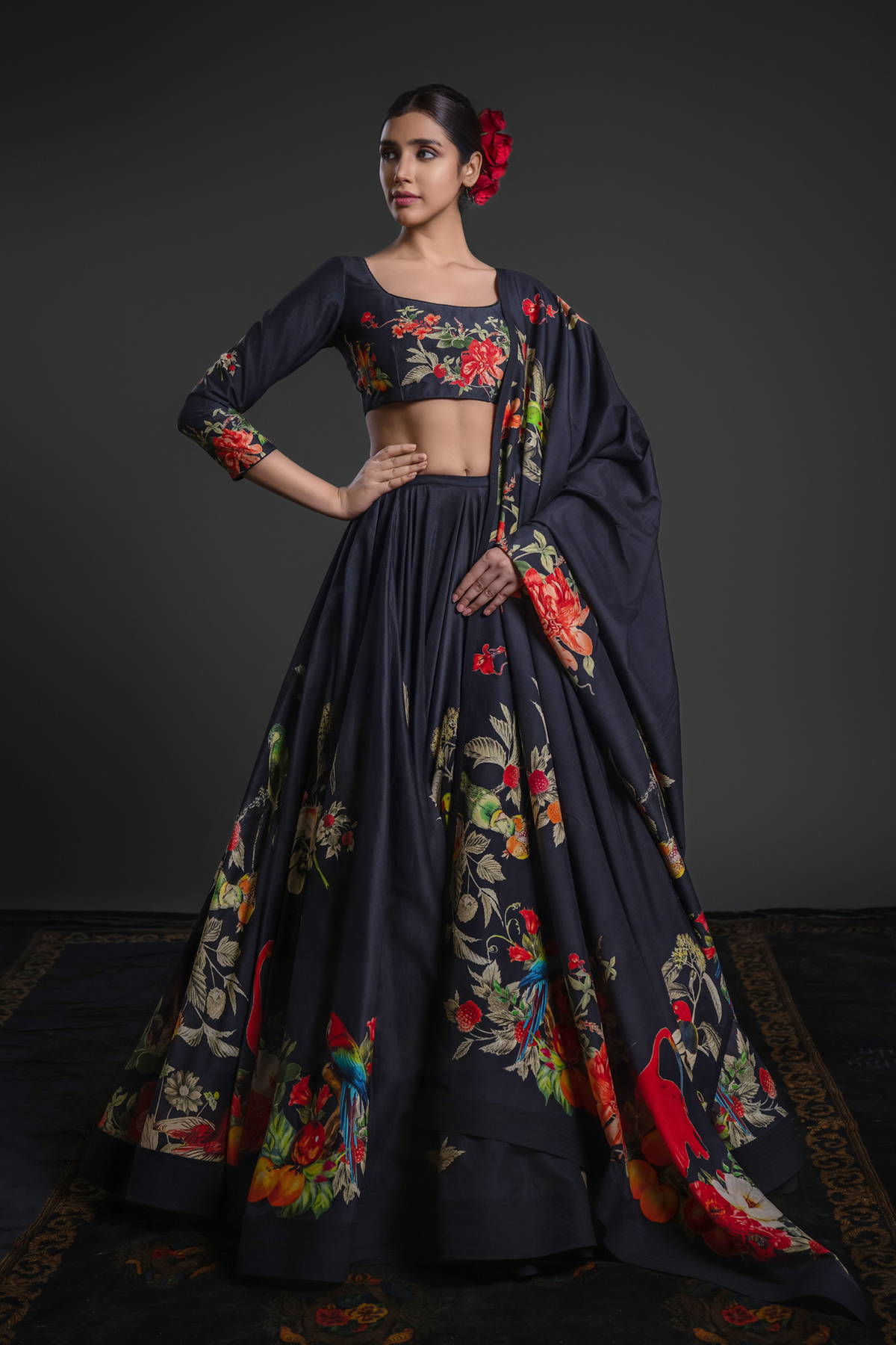 Black Lehenga Set With Embroidery