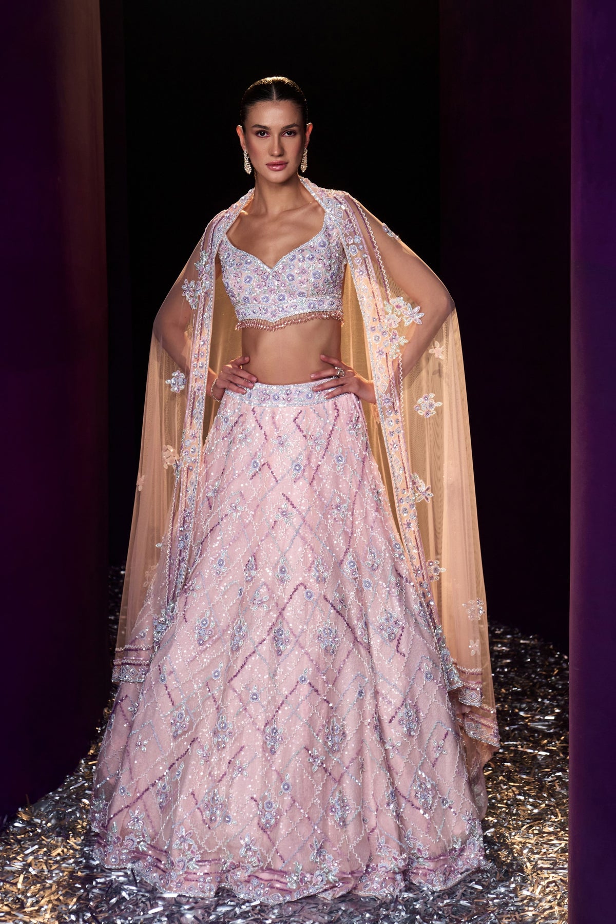 Pink Sequins Lehenga Set