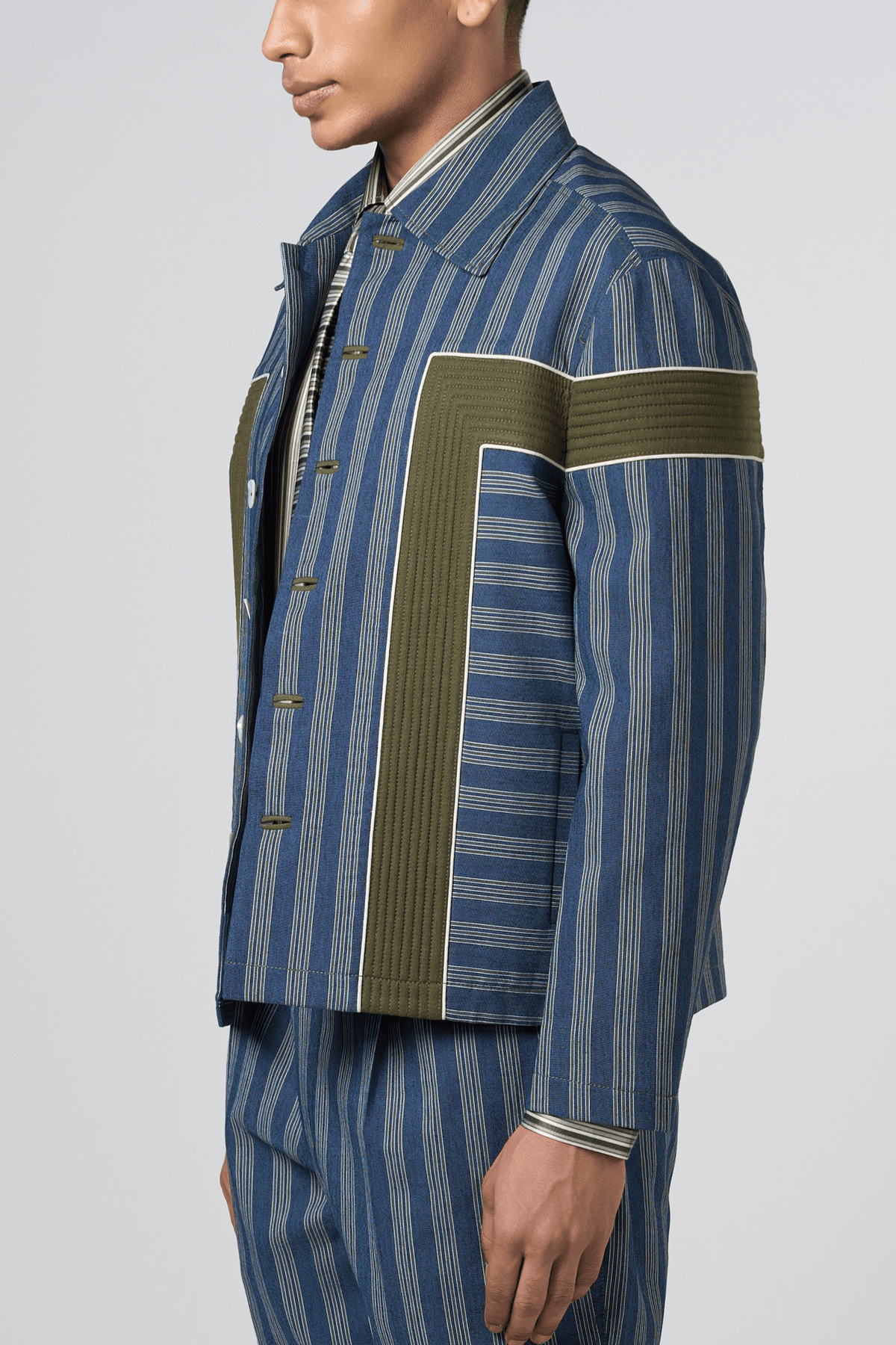 Structure Striped Denim Jacket