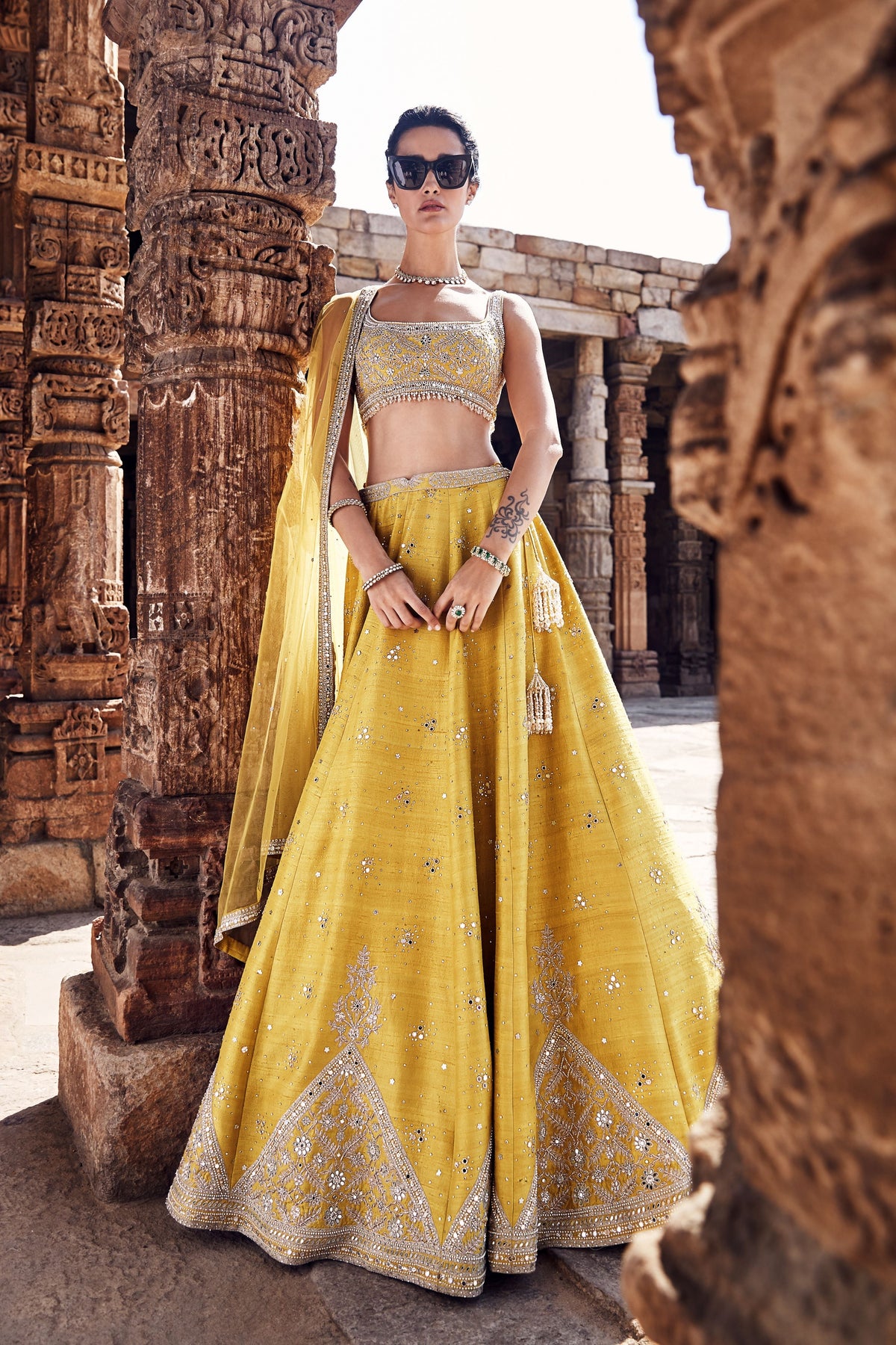 The Royal Pyramid Turmeric Lehenga Set