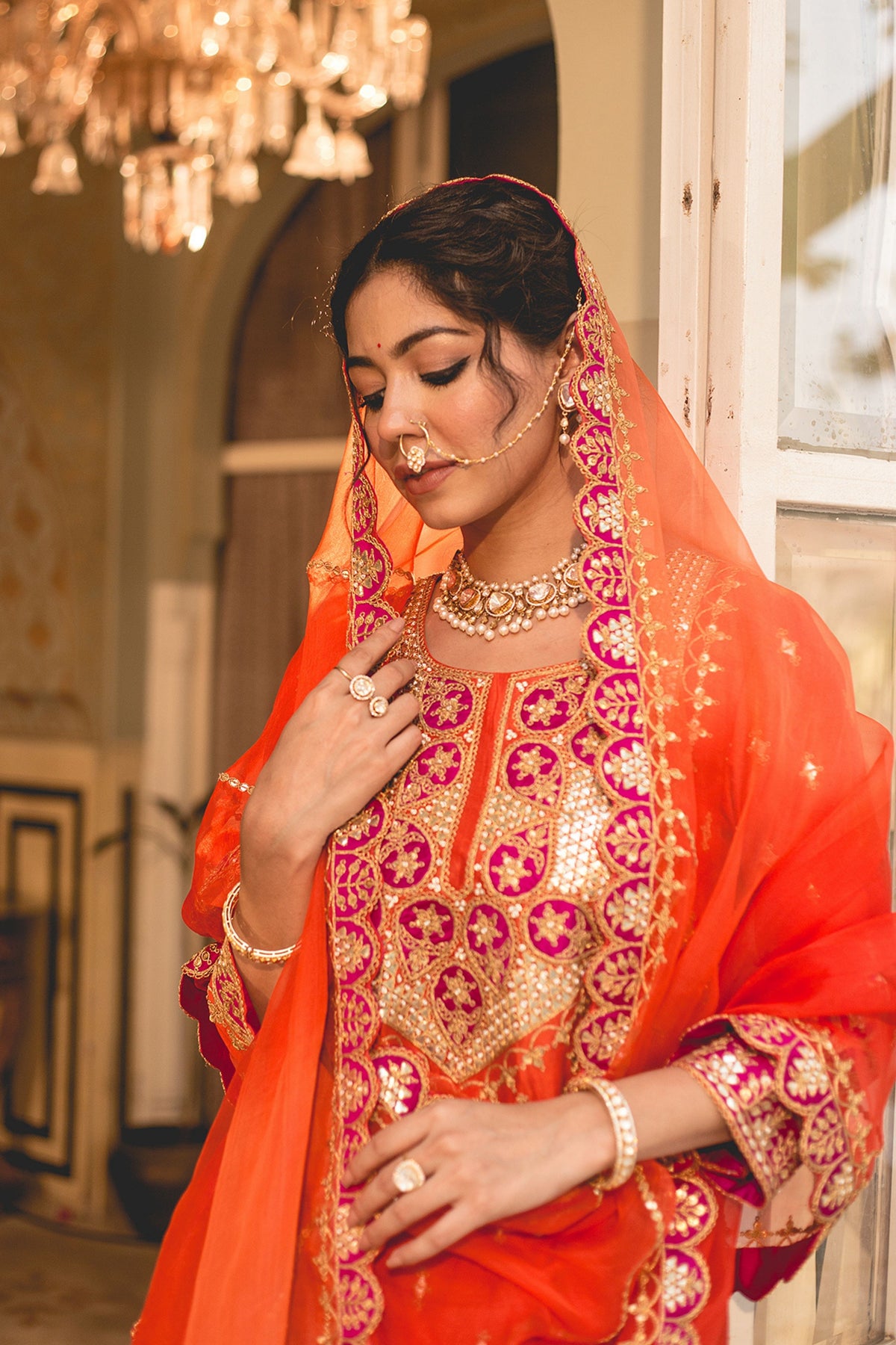 Orange Sharara Set