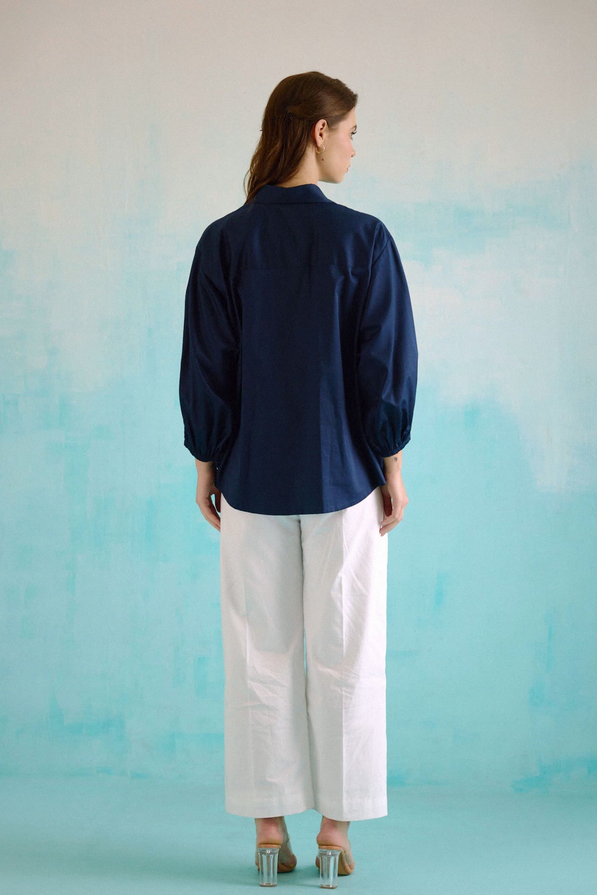 Navy Blue Idealist Embroidered Oversized Shirt