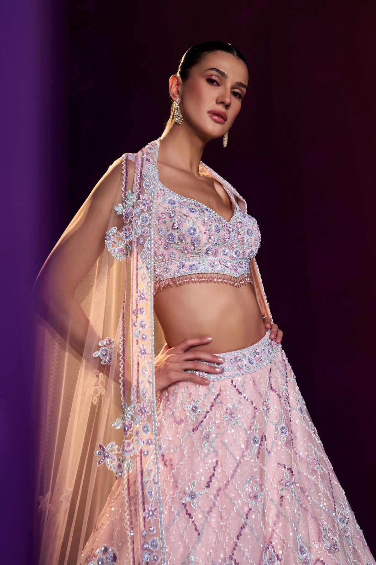 Pink Sequins Lehenga Set