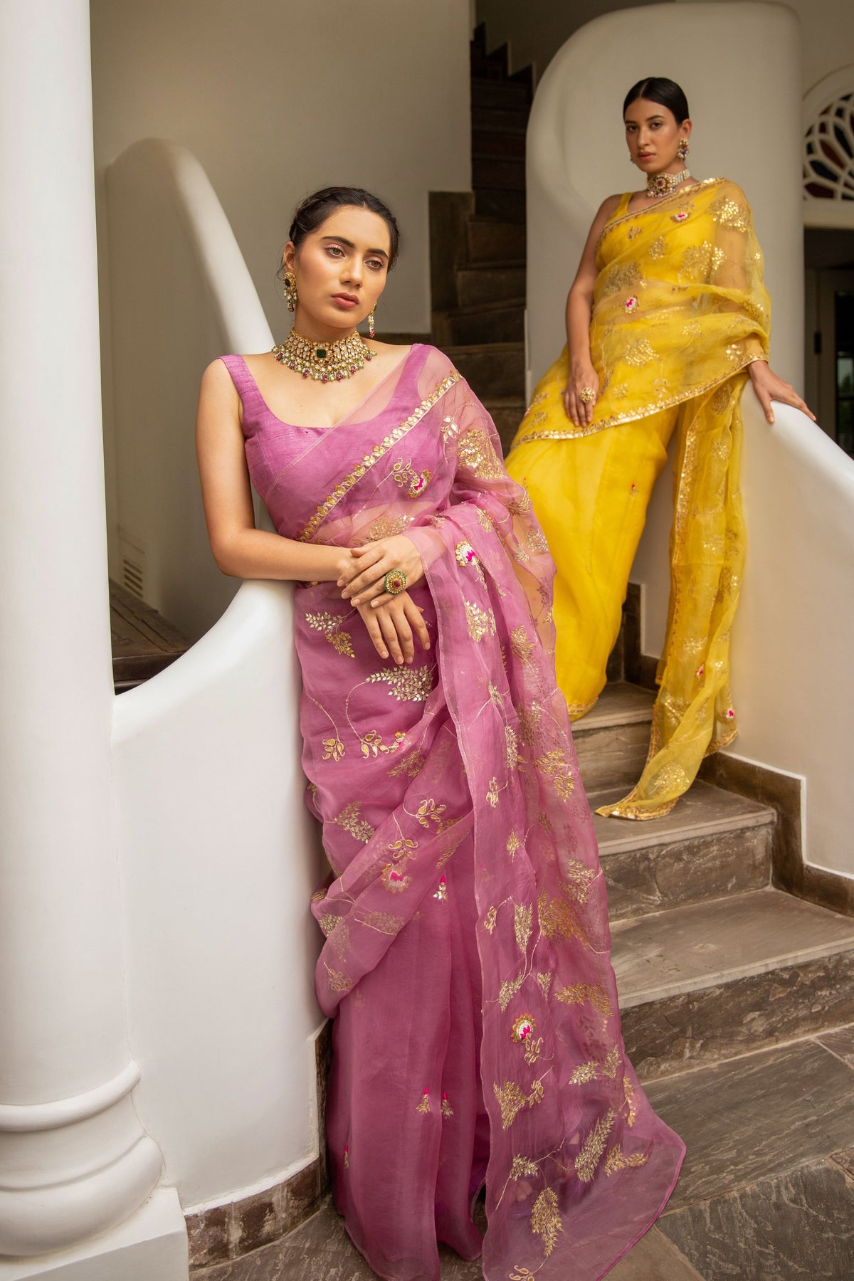 Lilac Jaal Saree Set